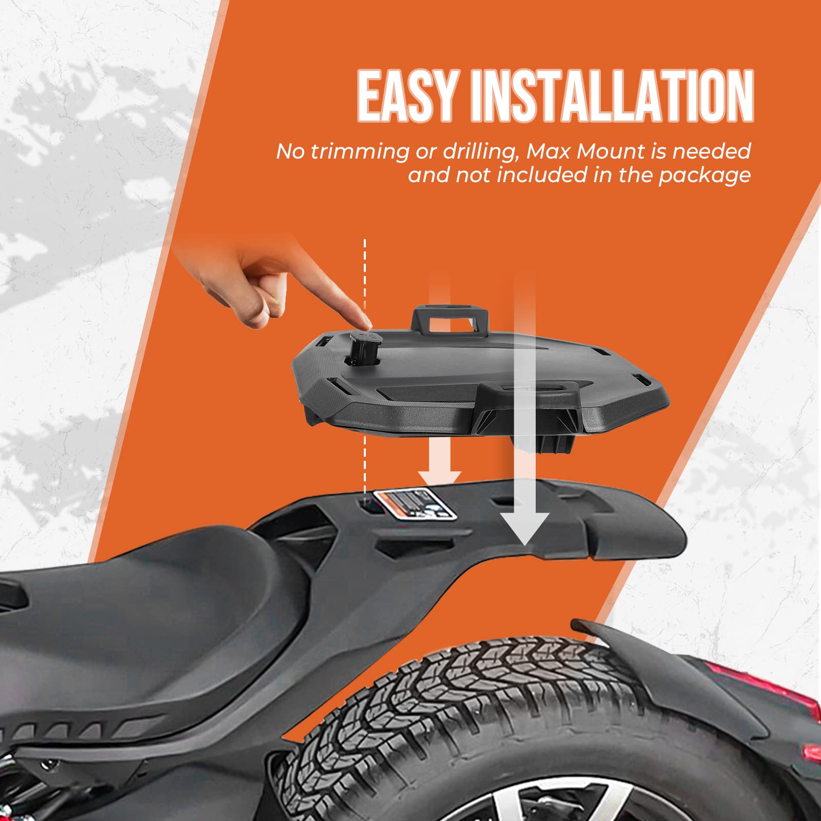 Photo of Rear Rack Plate for Can-Am Ryker by Kemimoto - Premium for UTVs / Side by Sides