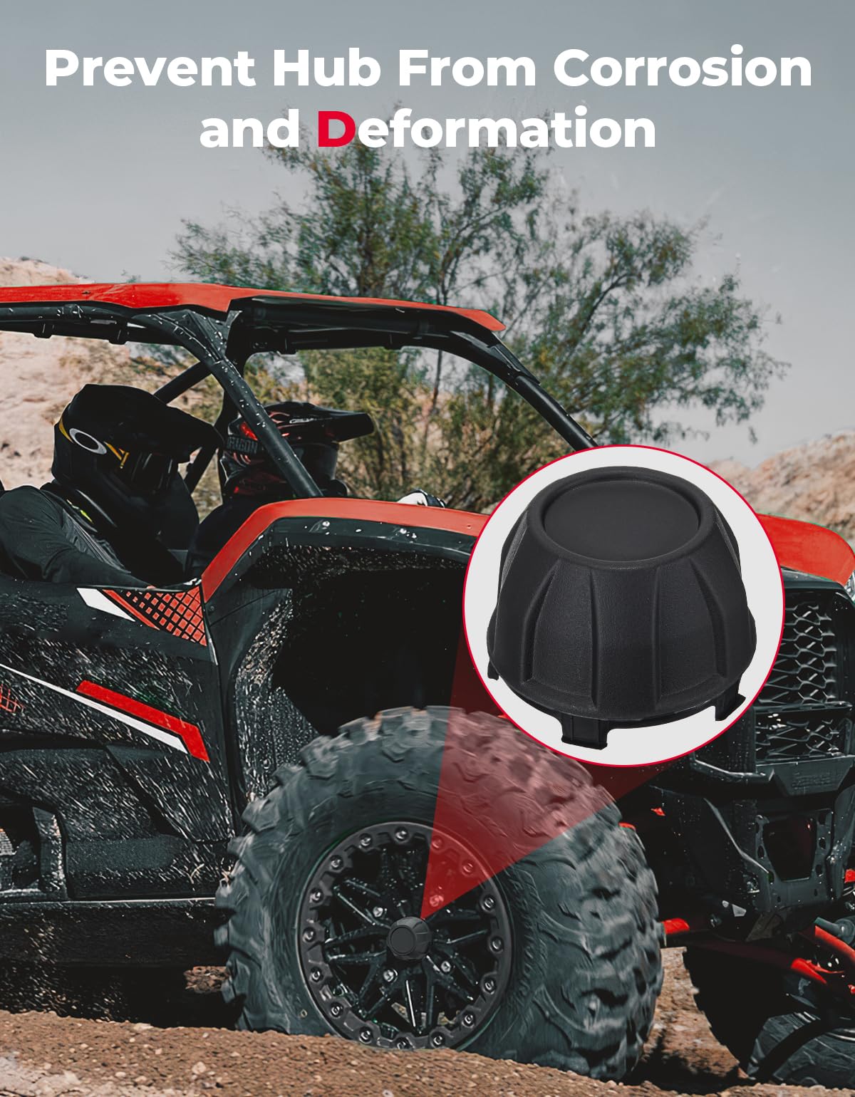 Photo of 4PCS Tire Wheel Hub Caps for Kawasaki Teryx KRX 1000 by Kemimoto - Premium for UTVs / Side by Sides