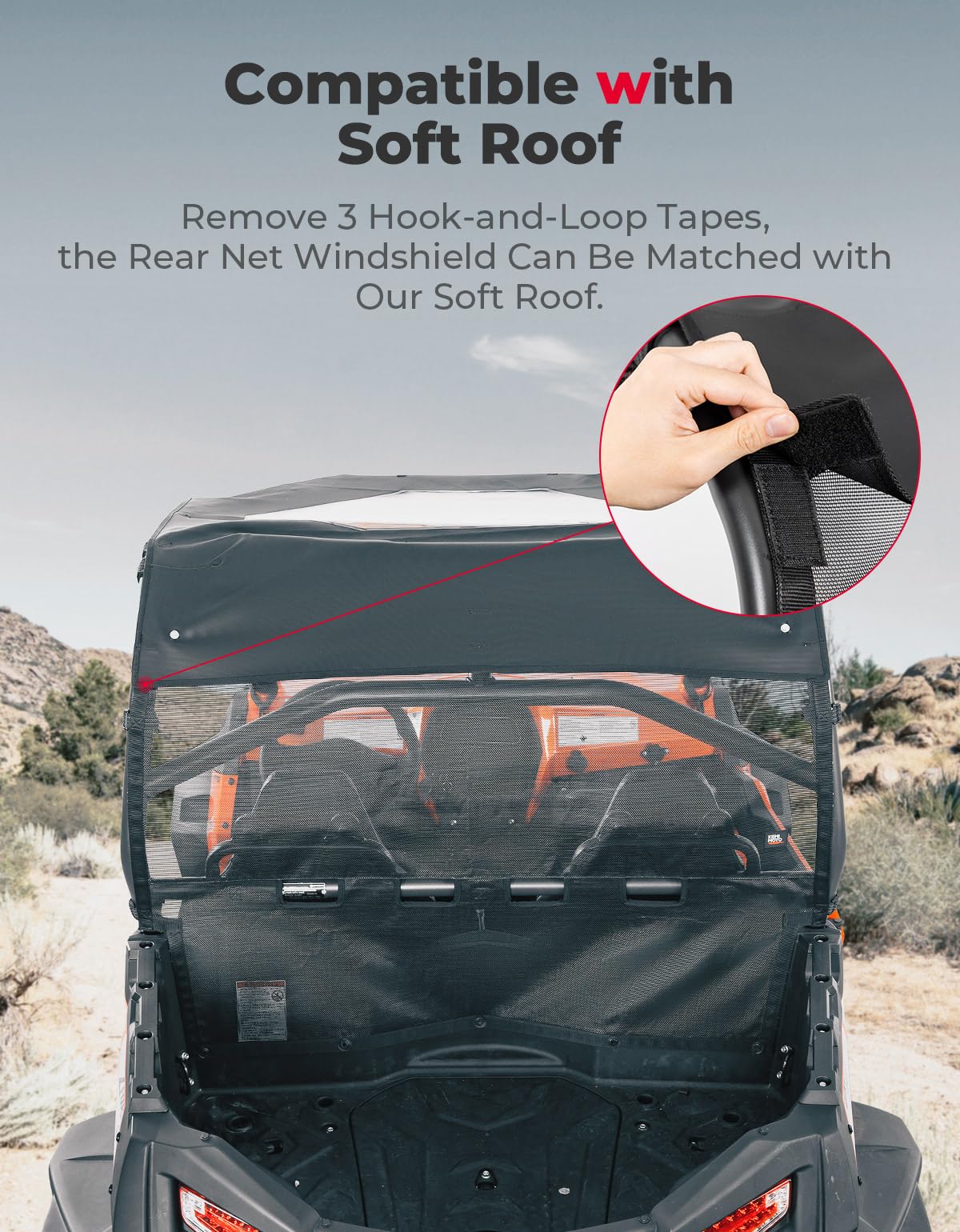 Photo of Ventilated Rear Window Net Mesh for CFMOTO ZForce 500 | 800 | 1000 by Kemimoto - Premium for UTVs / Side by Sides