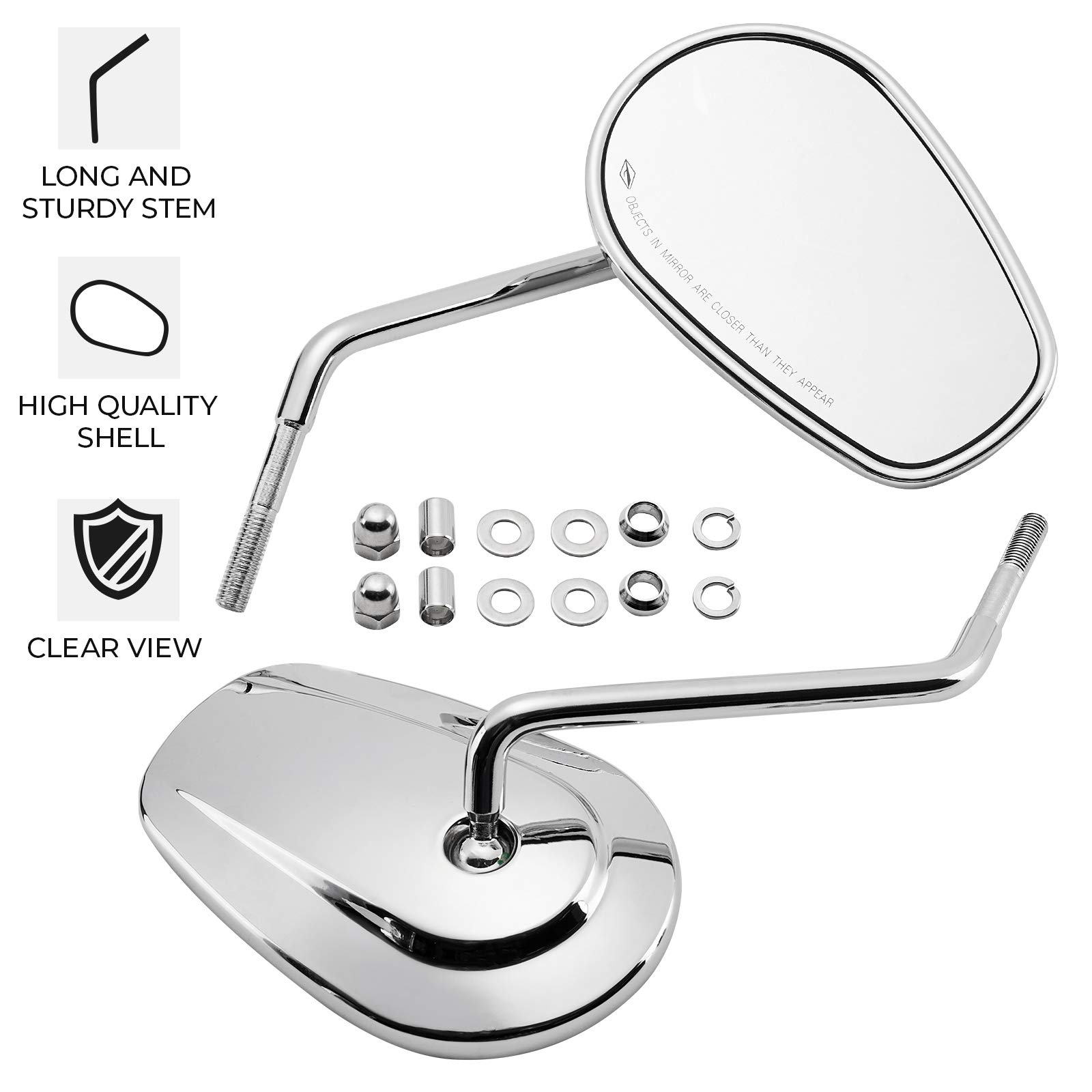 Photo of Side Rear View Mirrors with M8 Thread for Harley by Kemimoto - Premium for UTVs / Side by Sides