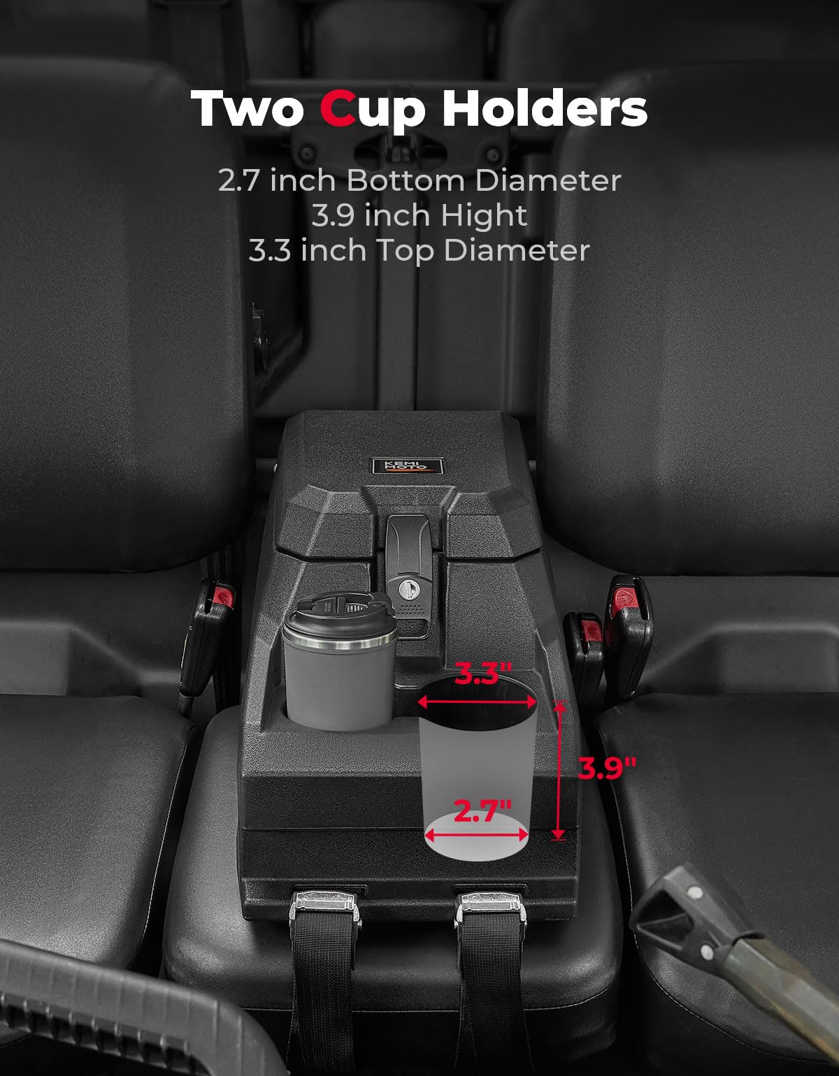 Photo of Bench Seat Console Armrest Box for Can-Am Defender HD10|9|8|7|5 by Kemimoto - Premium for UTVs / Side by Sides