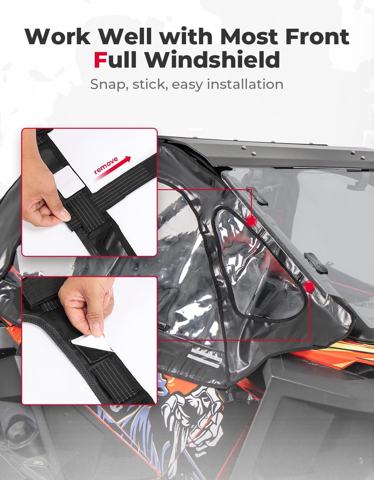 Photo of Soft Cab Enclosure Upper Doors for Polaris RZR PRO XP/Turbo R (2 seat) by Kemimoto - Premium for UTVs / Side by Sides