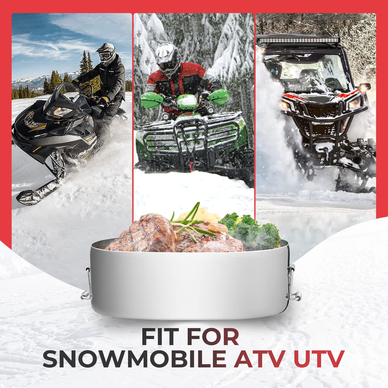 Photo of Snowmobile ATV/ UTV Exhaust Food Warmer Stainless by Kemimoto - Premium for UTVs / Side by Sides