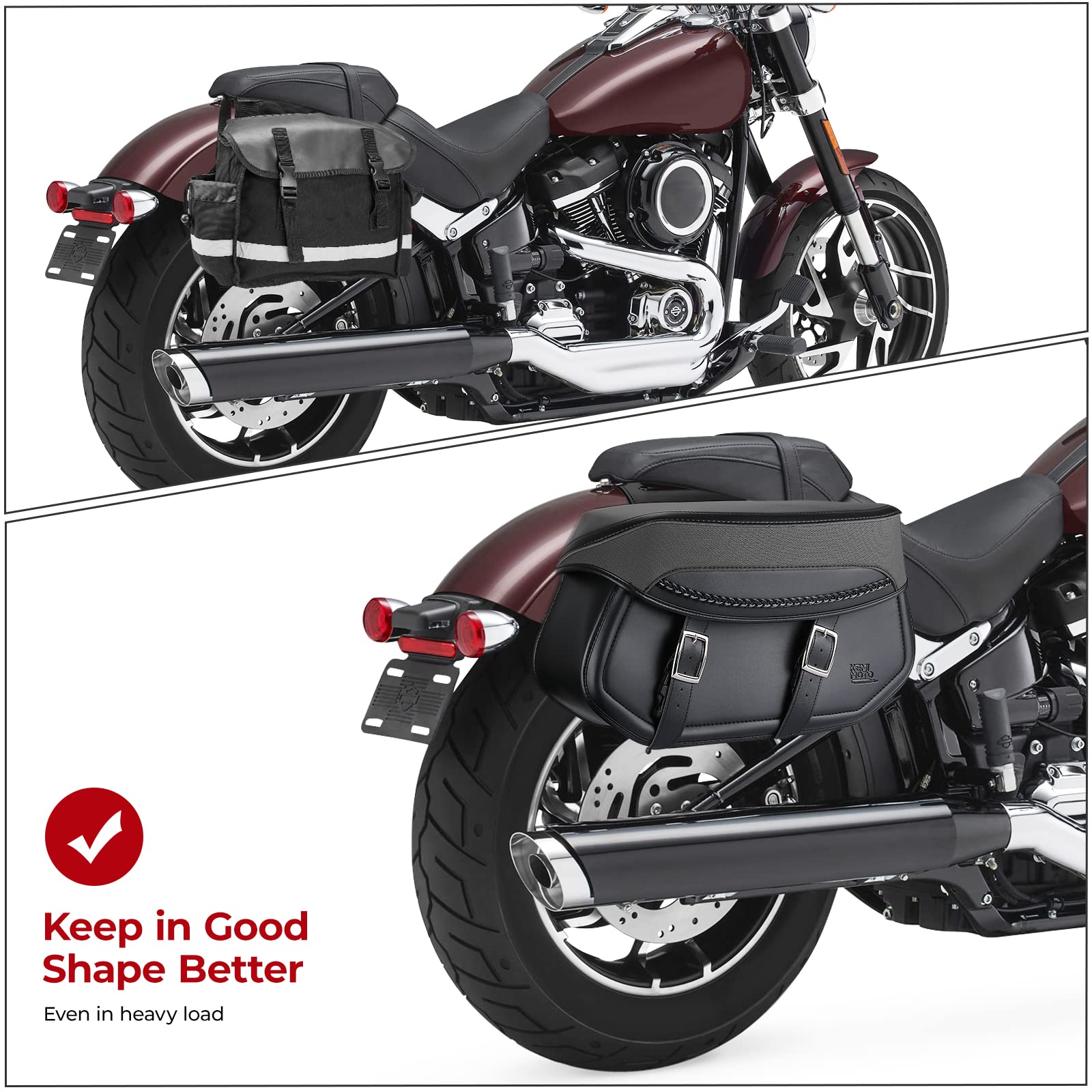 Photo of Motorcycle Synthetic Leather Saddlebags for Harley by Kemimoto - Premium for UTVs / Side by Sides