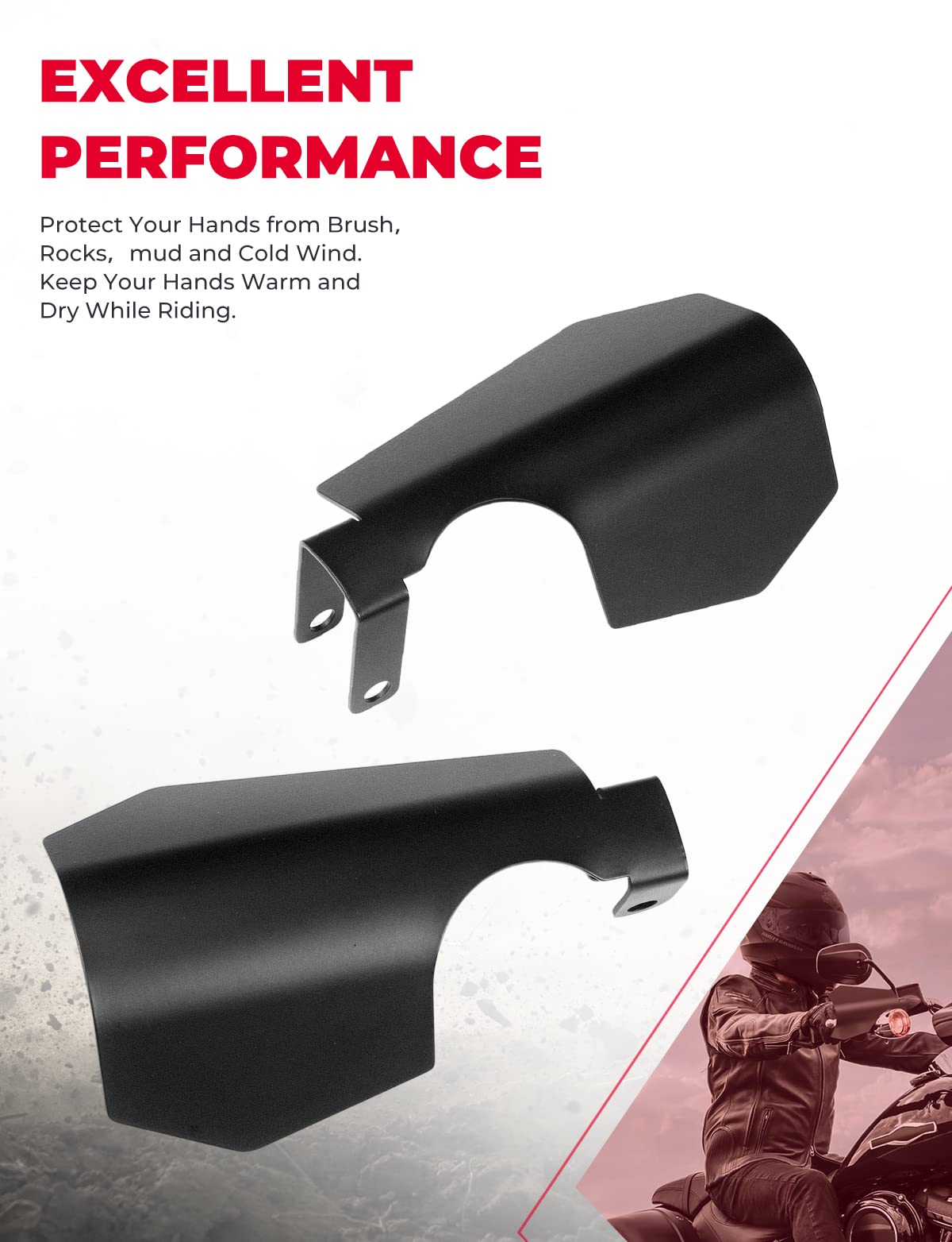 Photo of Motorcycle Handguards, Coffin Cut Hand Shields for Softail (1 Pair ) by Kemimoto - Premium for UTVs / Side by Sides