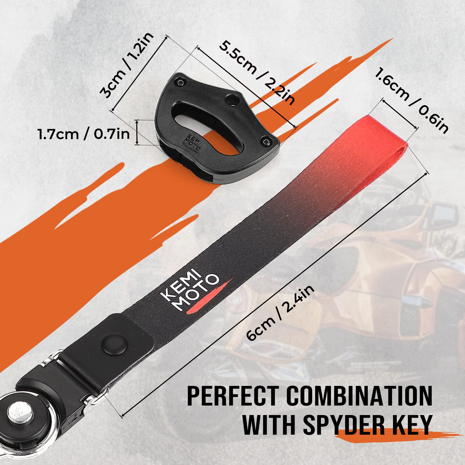 Photo of Key Holder With Lanyard Fit Can-Am Spyder by Kemimoto - Premium for UTVs / Side by Sides