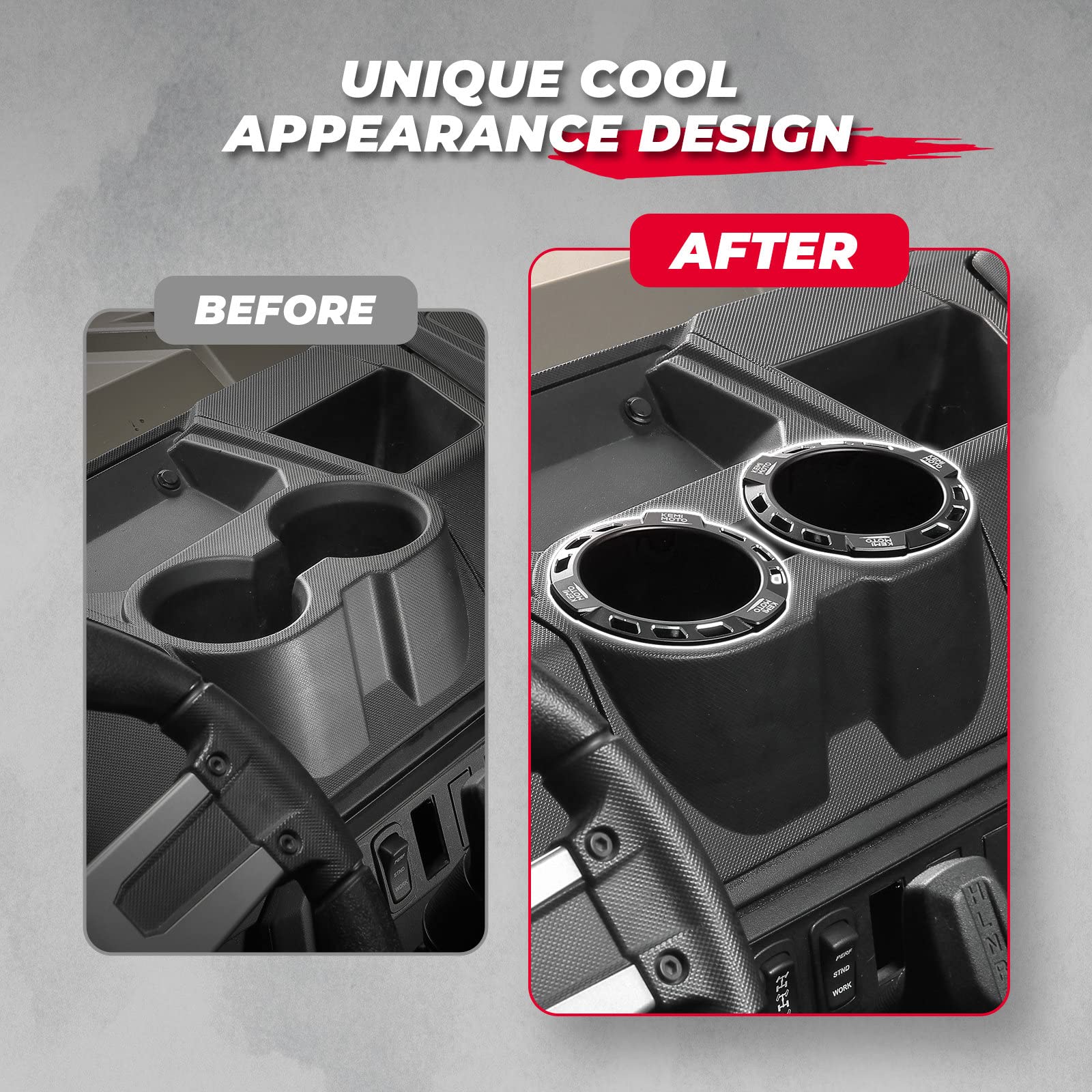 Photo of UTV CNC Aluminum Cup Holder for Polaris RZR/ Ranger (2 Pack) by Kemimoto - Premium for UTVs / Side by Sides