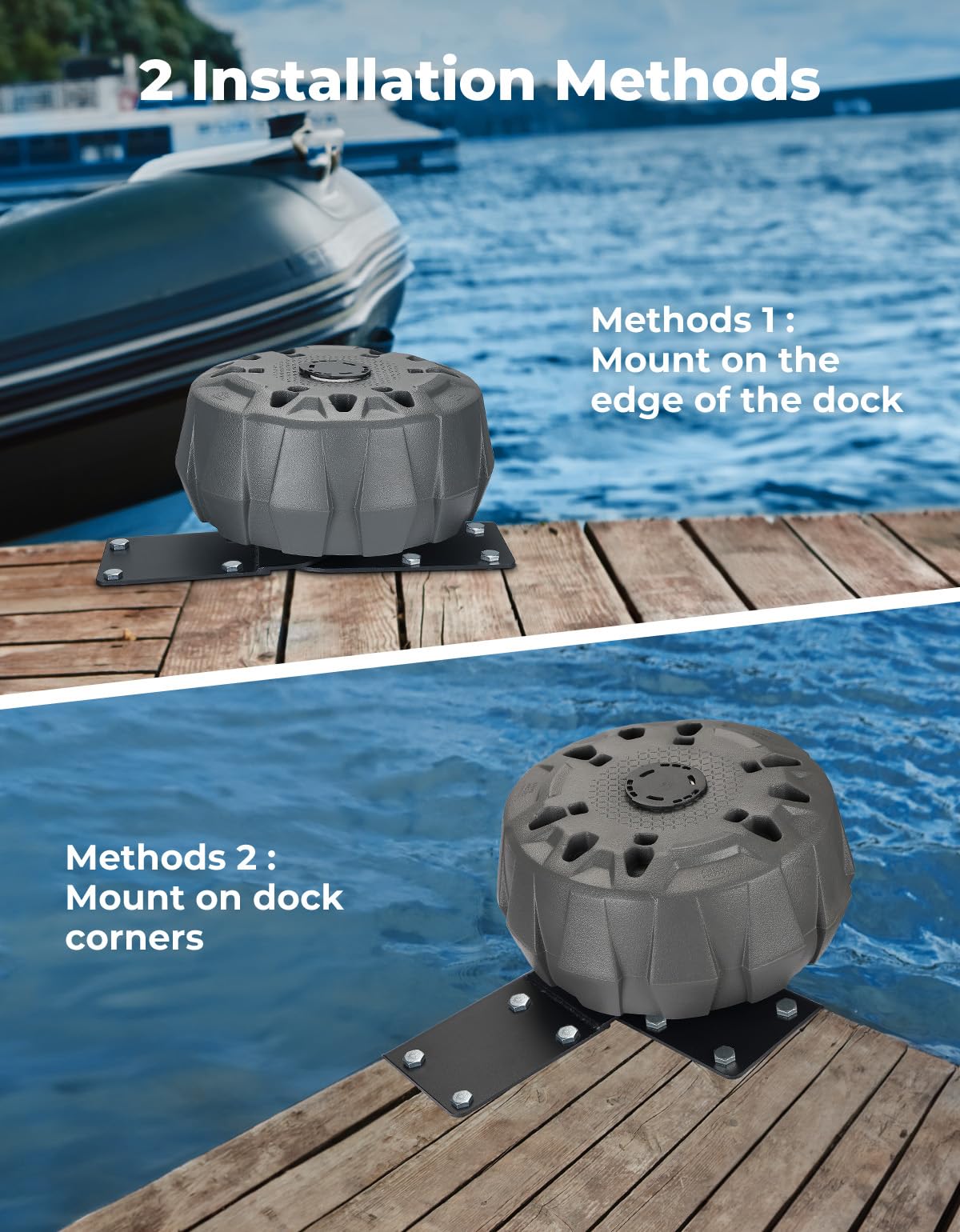 Photo of Kemimoto Boat Dock Bumper Wheel for Straight or Corner Mount, 1 PC, Grey by Kemimoto - Premium for UTVs / Side by Sides