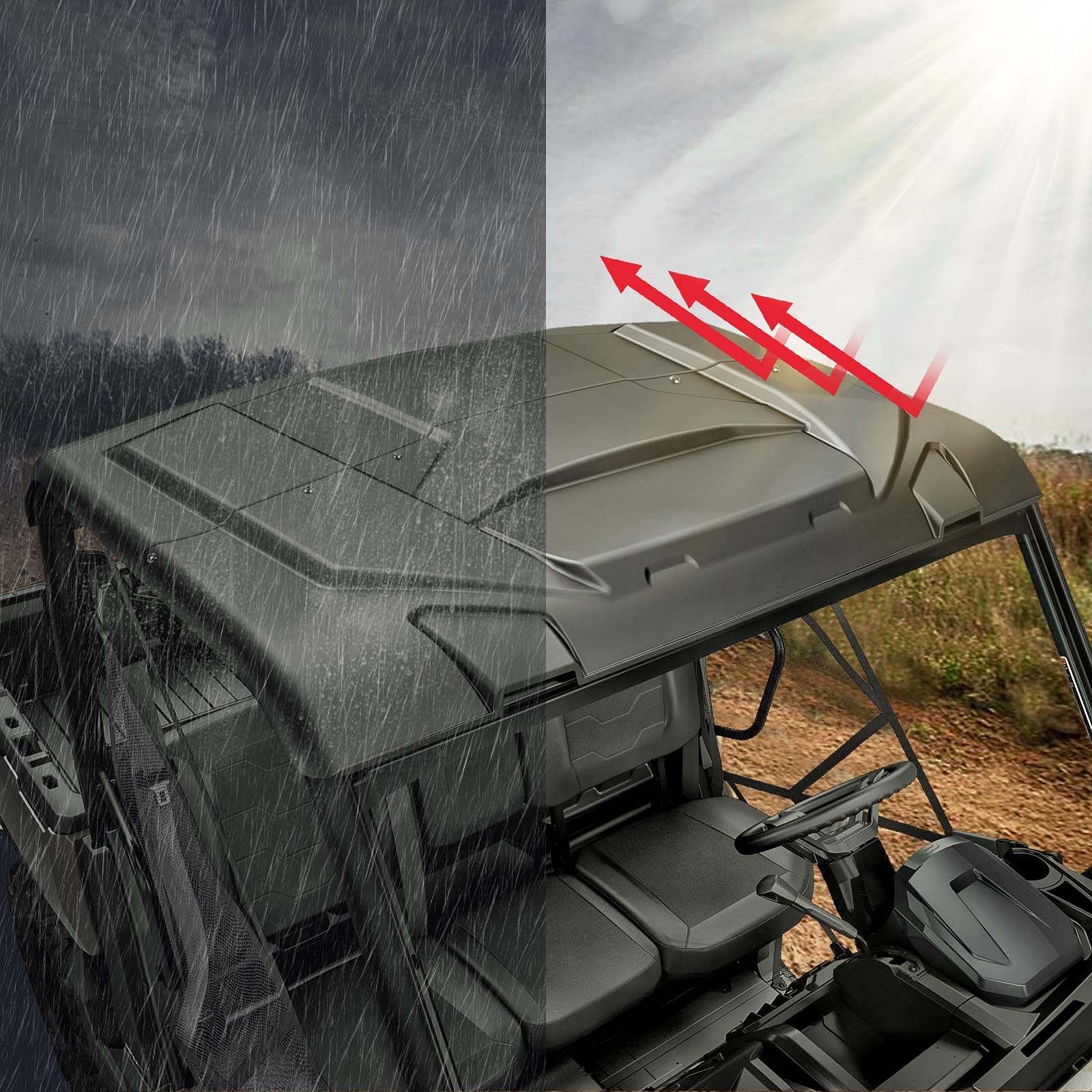 Photo of Hard Roof Top Plastic for Can Am Defender HD5/7/8/9/10 by Kemimoto - Premium for UTVs / Side by Sides