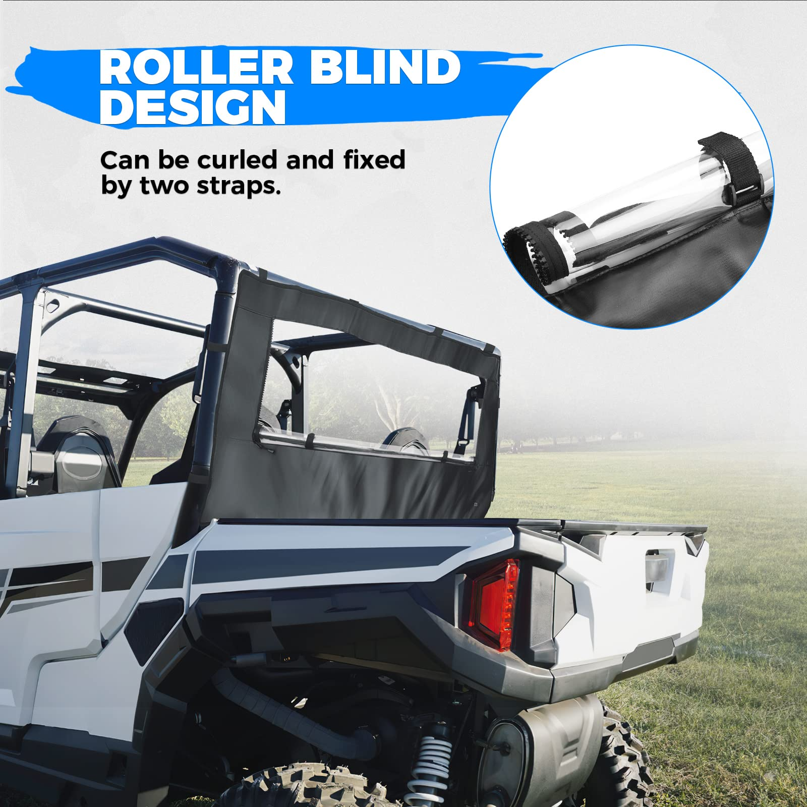 Photo of PVC Soft Rear Windshield for Polaris General 1000 /XP 1000 by Kemimoto - Premium for UTVs / Side by Sides
