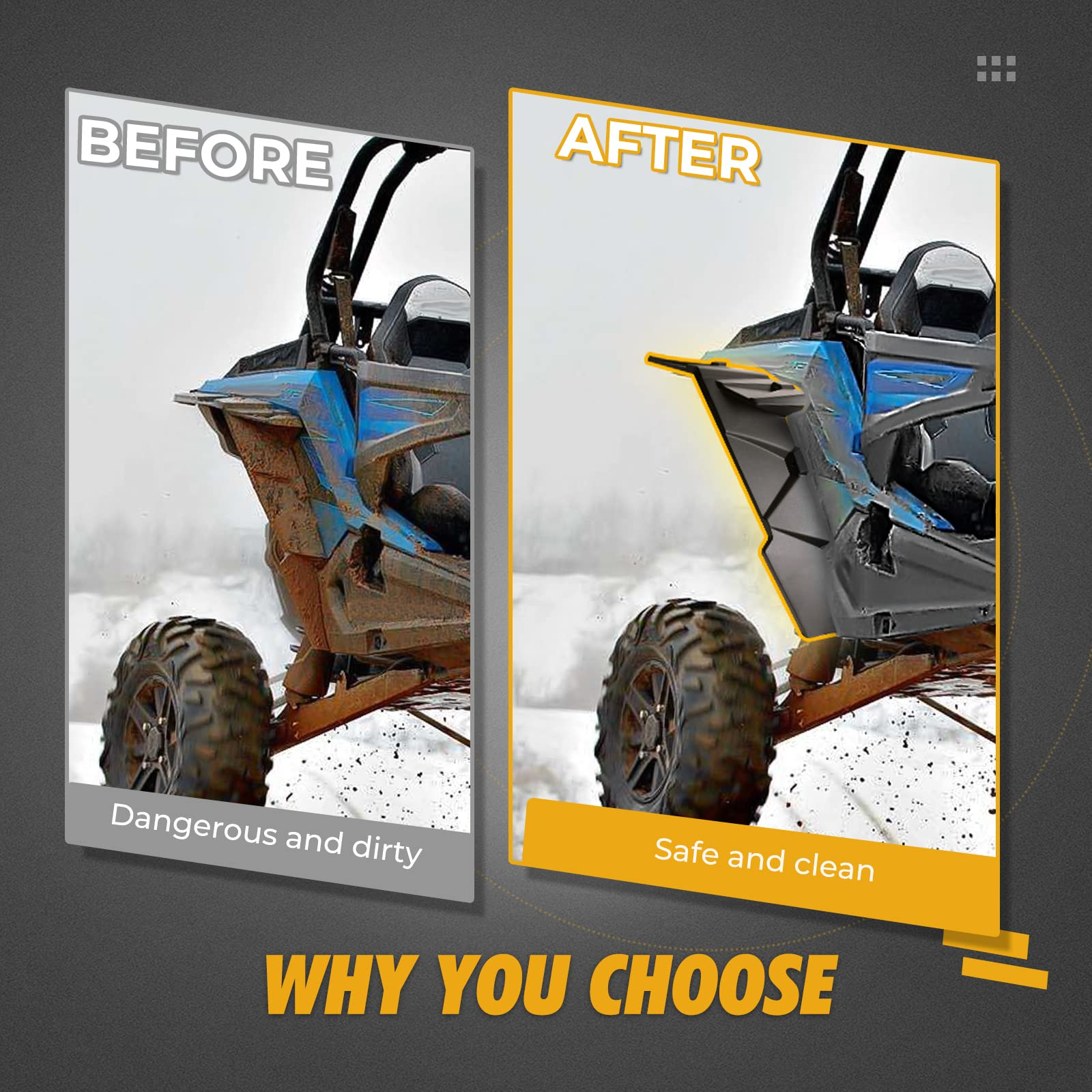 Photo of Rear Fender Flares for Polaris RZR XP 1000 /4 1000 2014-2023 by Kemimoto - Premium for UTVs / Side by Sides