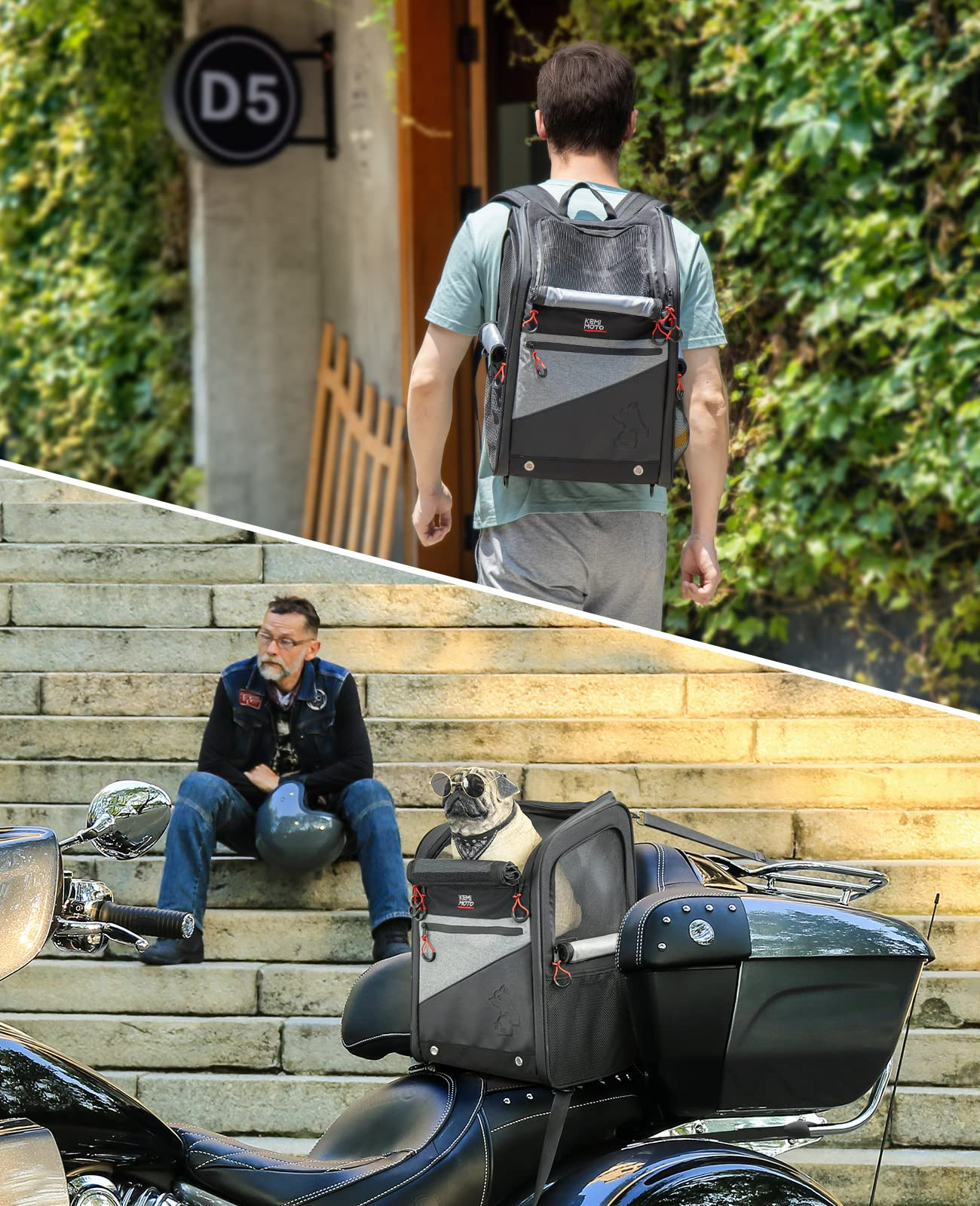 Photo of Motorcycle Dog/Cat Carrier Bags Portable Load Capacity 20lbs by Kemimoto - Premium for UTVs / Side by Sides