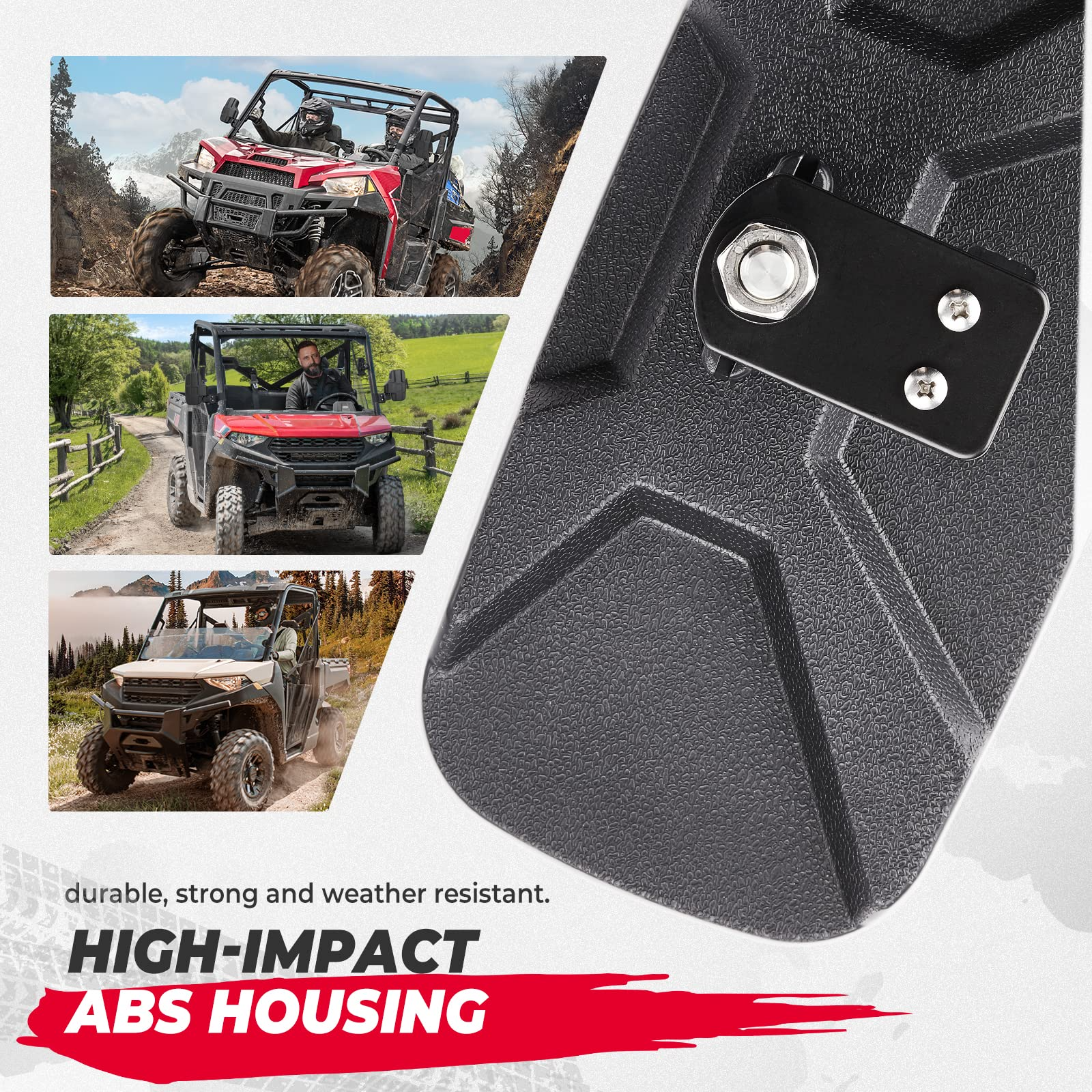 Photo of Rear View Mirror for Polaris Ranger 500 570 900 XP 1000 XP by Kemimoto - Premium for UTVs / Side by Sides