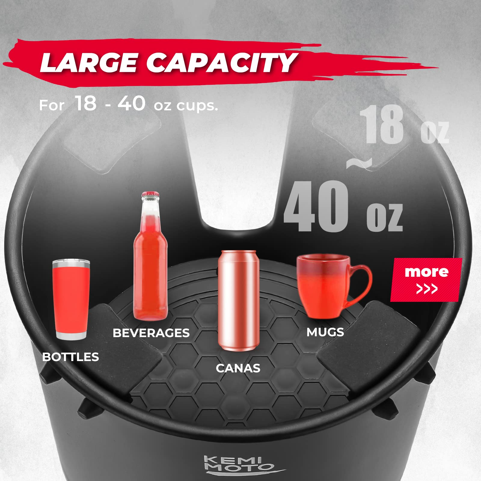 Photo of Universal Car Cup Holder Expander (Long Base Model) with Offset Base by Kemimoto - Premium for UTVs / Side by Sides