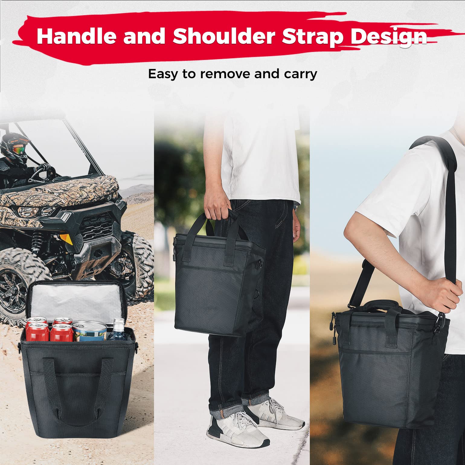 Photo of Underseat Storage Bin with Insulated Ice Cooler Bag for Can-Am Defender by Kemimoto - Premium for UTVs / Side by Sides