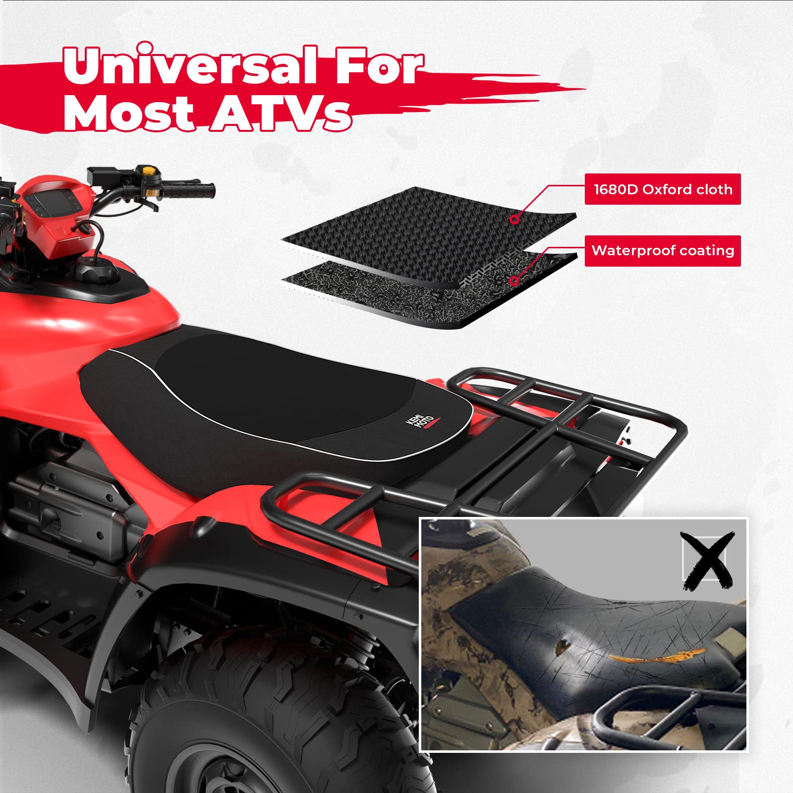 Photo of Upgraded ATV Waterproof Seat Cover 1680D Oxford Cloth by Kemimoto - Premium for UTVs / Side by Sides