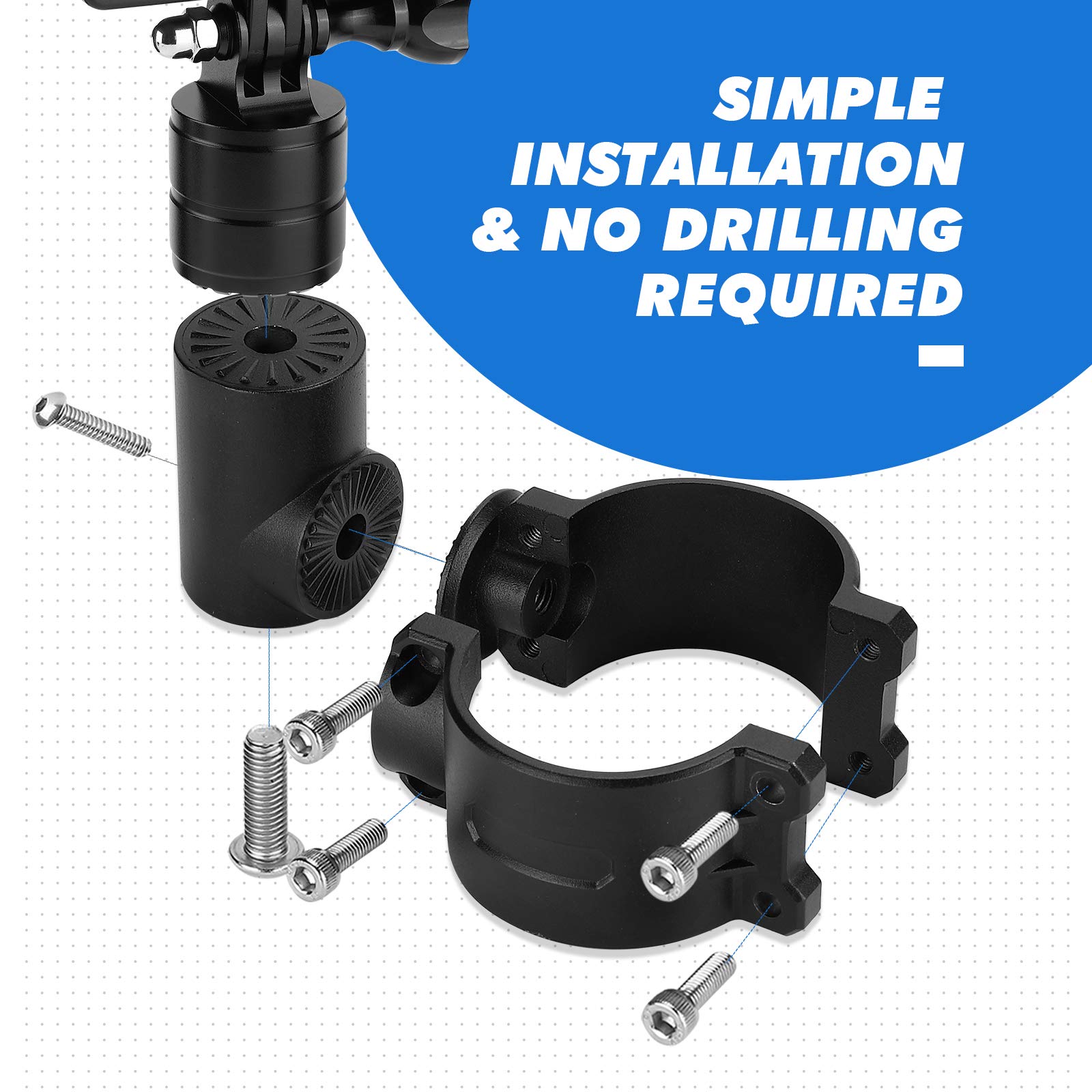 Photo of Go Pro Camera Holder for 1.75-2 inch roll bar by Kemimoto - Premium for UTVs / Side by Sides