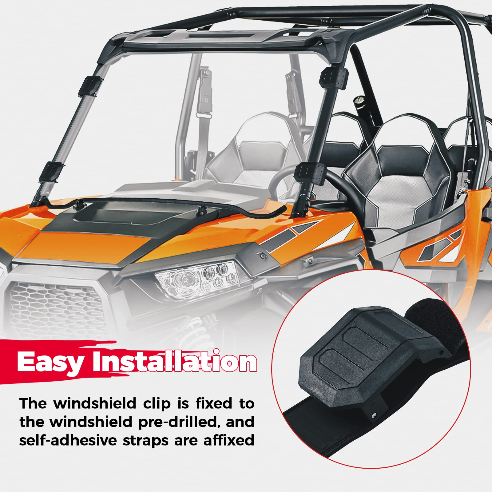 Photo of Kemimoto Front Full PC Windshield for Polaris RZR 570 800/4 800S XP 900/4 by Kemimoto - Premium for UTVs / Side by Sides