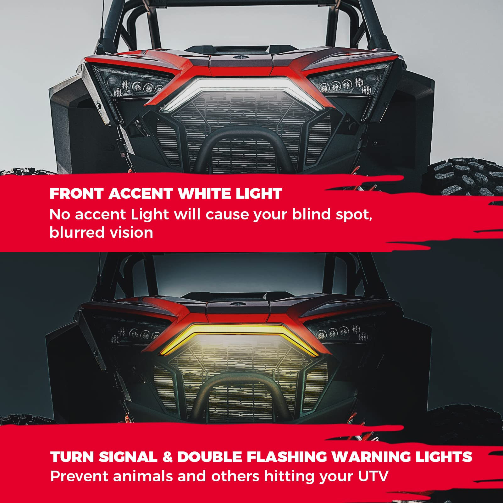 Photo of Kemimoto Front Accent Light Mustache for Polaris RZR PRO XP 2020-2024 by Kemimoto - Premium for UTVs / Side by Sides