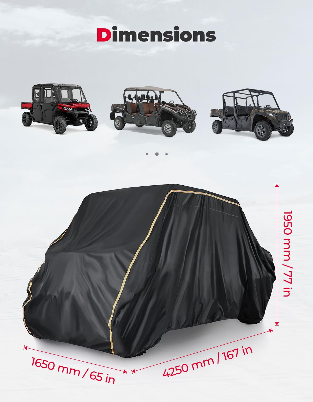 Photo of 4-6 Seater UTV 420D Cover for Can-Am Defender MAX PRO / Arctic Cat Prowler by Kemimoto - Premium for UTVs / Side by Sides