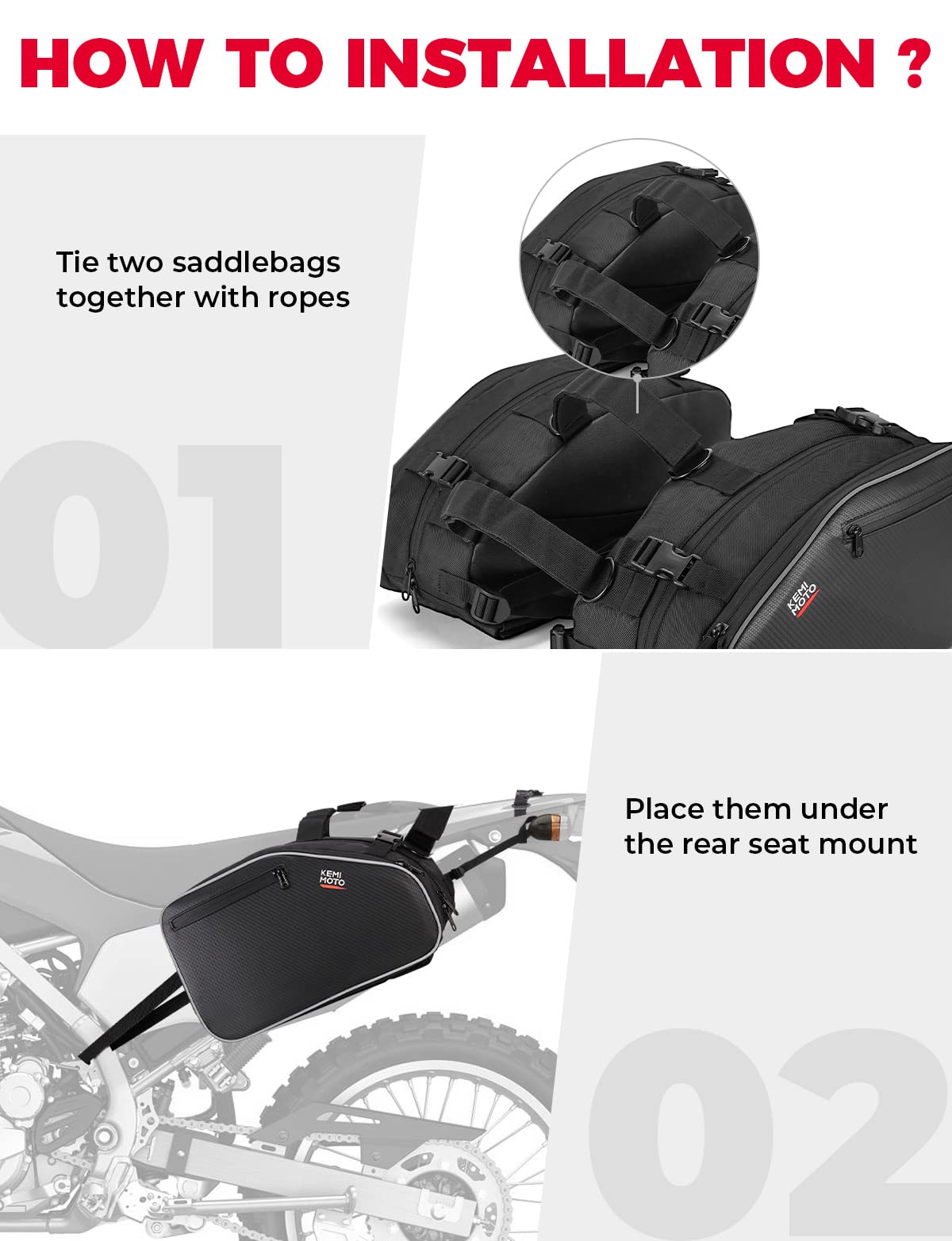 Photo of 24L Large Capacity Storage Saddlebags with Rain Covers by Kemimoto - Premium for UTVs / Side by Sides