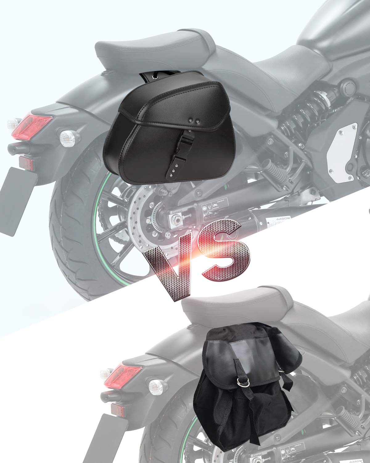 Photo of 24L PU Leather Motorcycle Saddlebags by Kemimoto - Premium for UTVs / Side by Sides