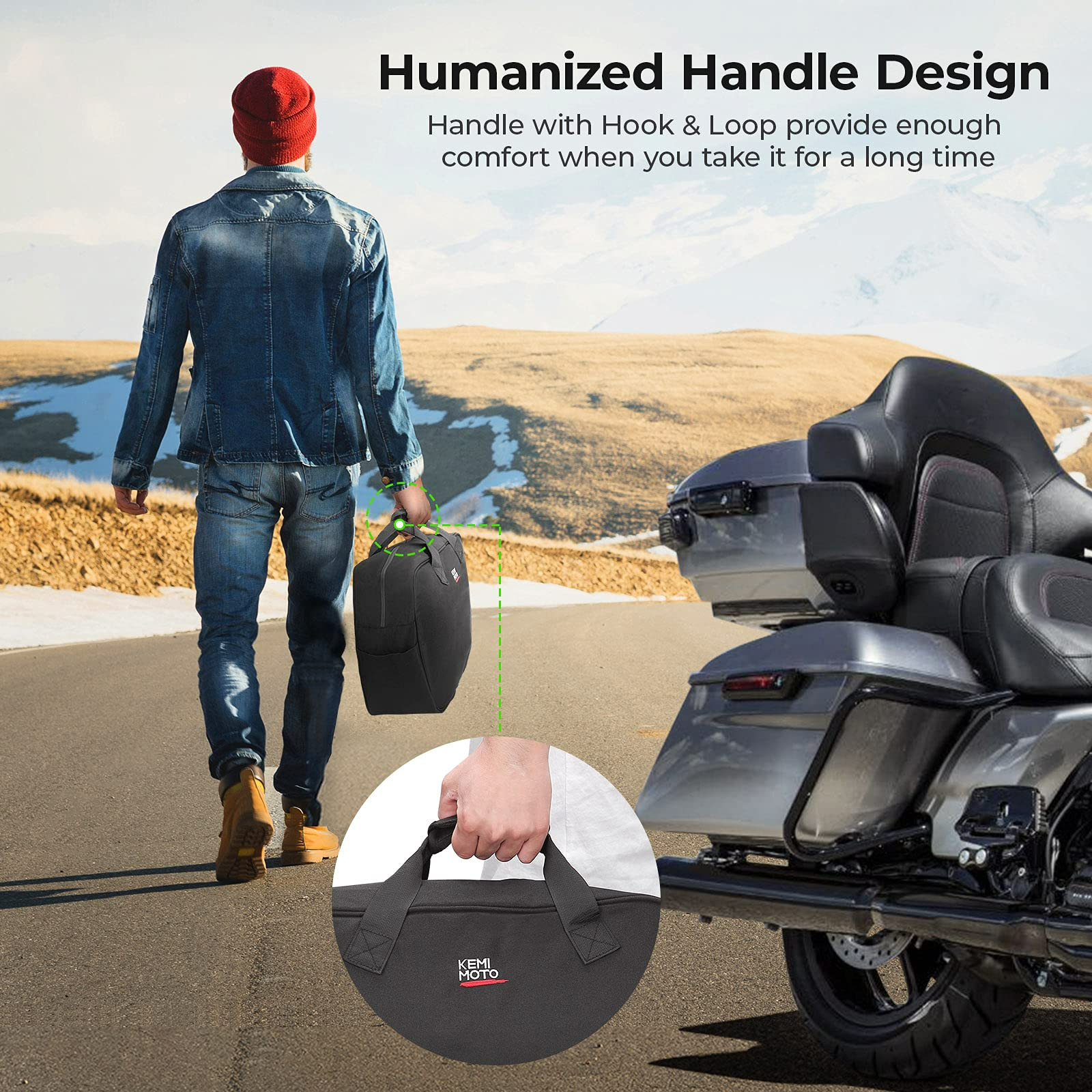Photo of Motorcycle Saddlebag Liner Bag for Touring Models Street Glide Road by Kemimoto - Premium for UTVs / Side by Sides