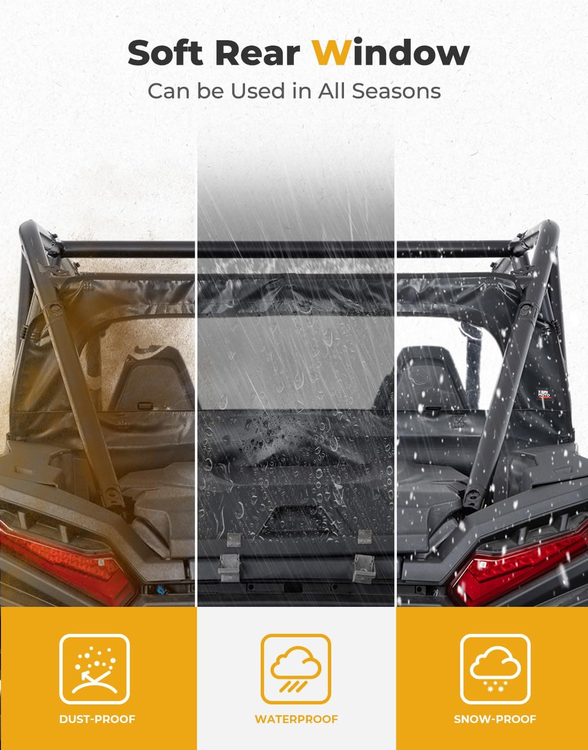 Photo of Rear Soft Windshield for Polaris RZR XP 1000 / XP 4 1000 2024-2025 by Kemimoto - Premium for UTVs / Side by Sides