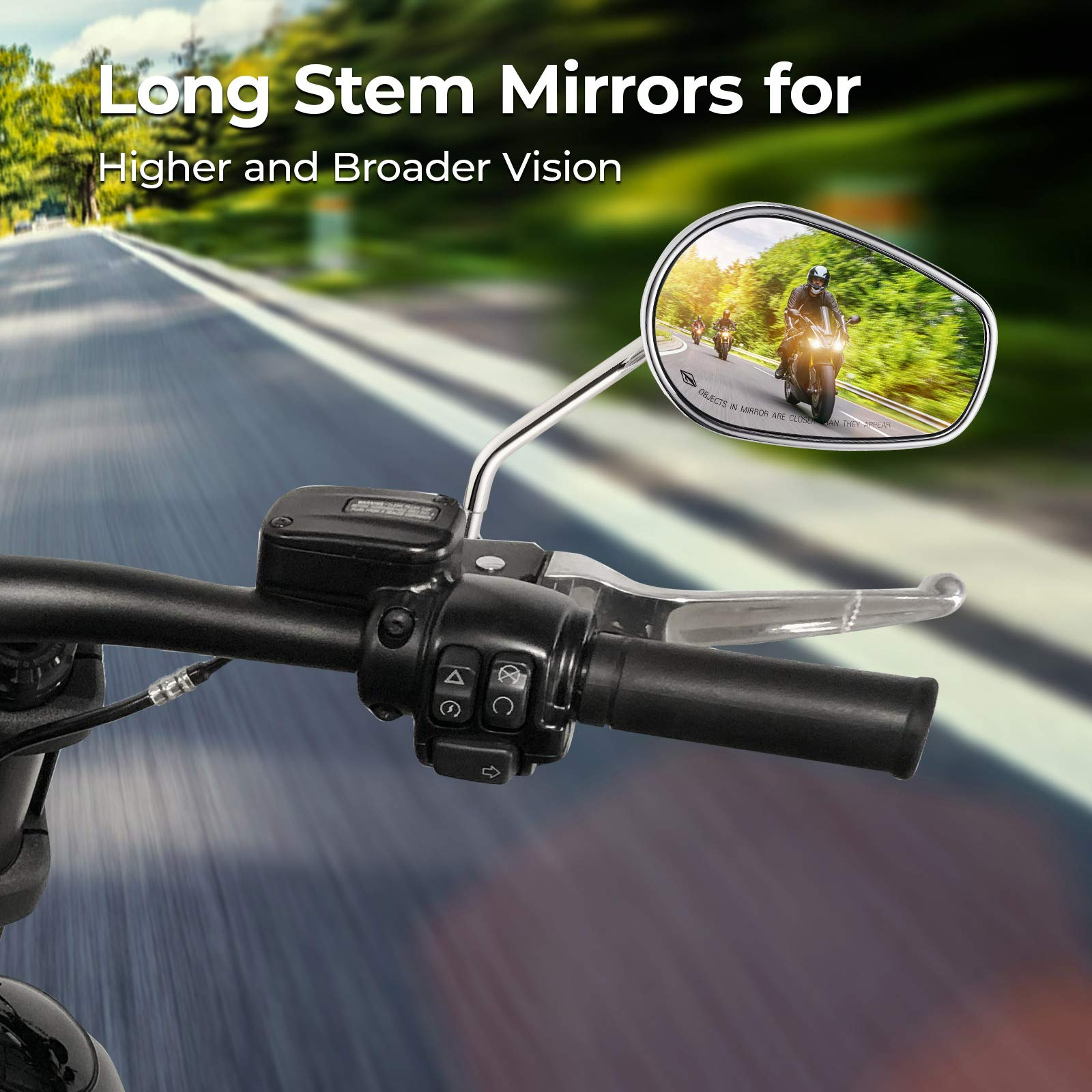 Photo of Side Rear View Mirrors with M8 Thread for Harley by Kemimoto - Premium for UTVs / Side by Sides