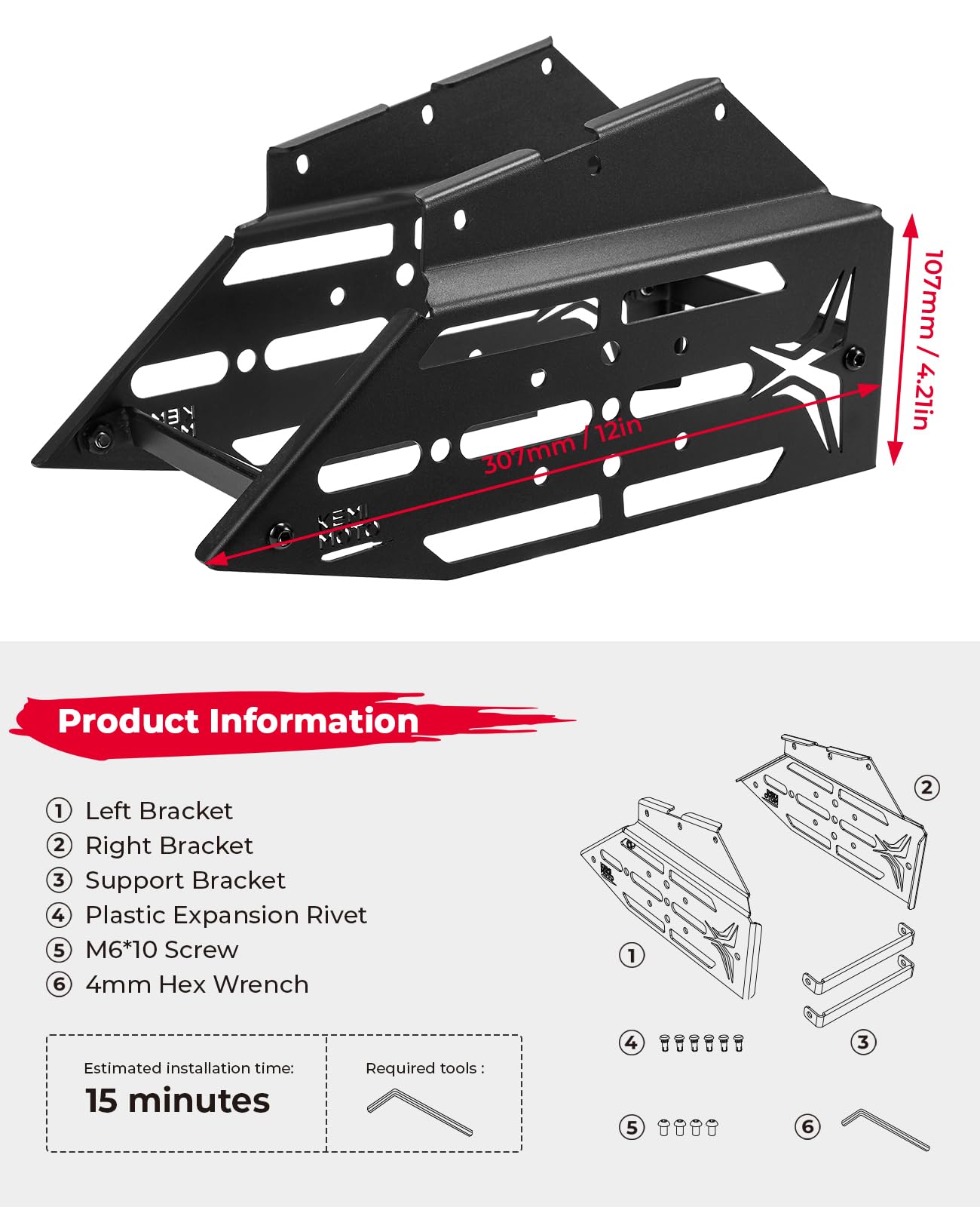 Photo of Motorcycle Side Racks Saddlebag Support Racks for Sur-Ron Light Bee by Kemimoto - Premium for UTVs / Side by Sides