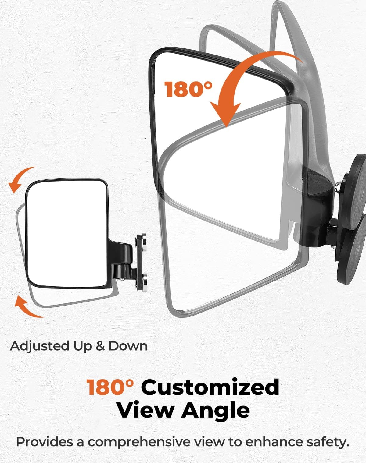 Photo of 220Lbs Magnetic Side Mirrors for UTV Golf Cart Tractor Forklifts by Kemimoto - Premium for UTVs / Side by Sides