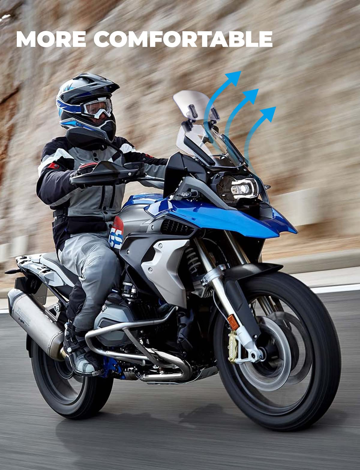 Photo of Motorcycle Windshield Adjustable Extension Clip by Kemimoto - Premium for UTVs / Side by Sides
