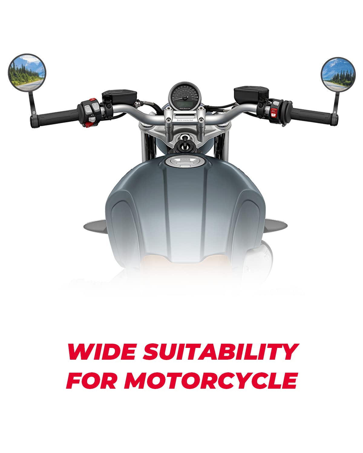 Photo of Universal Motorcycle Bar End Mirrors by Kemimoto - Premium for UTVs / Side by Sides
