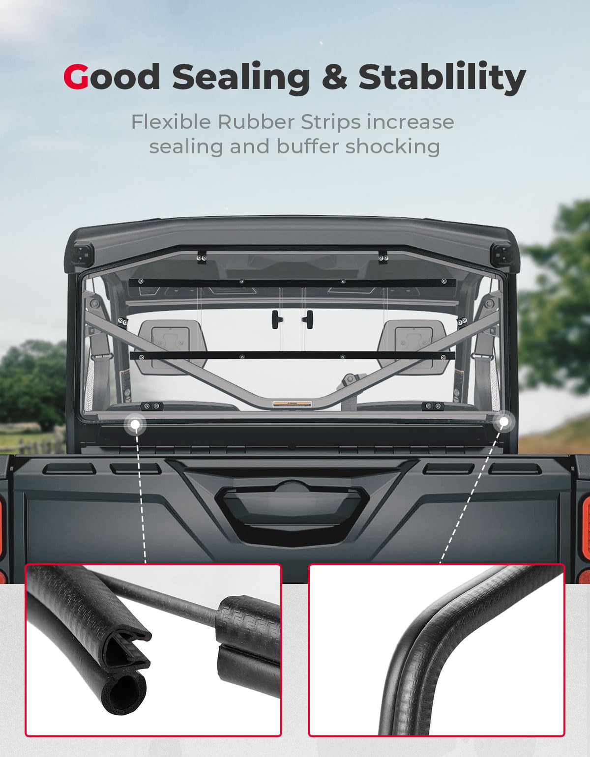 Photo of Sliding Rear Windshield for Can-Am Defender HD10|9|8|7|5 by Kemimoto - Premium for UTVs / Side by Sides