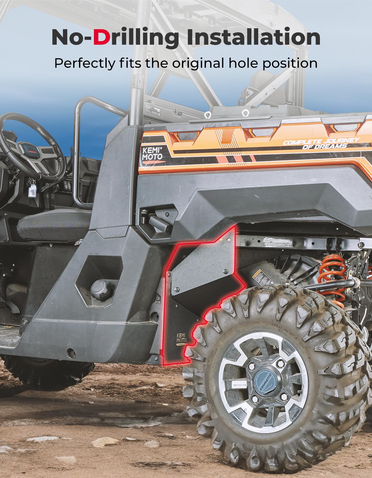 Photo of Fender Flares for Ranger XP 1000 / Crew (2018-2024) 1 Pair by Kemimoto - Premium for UTVs / Side by Sides