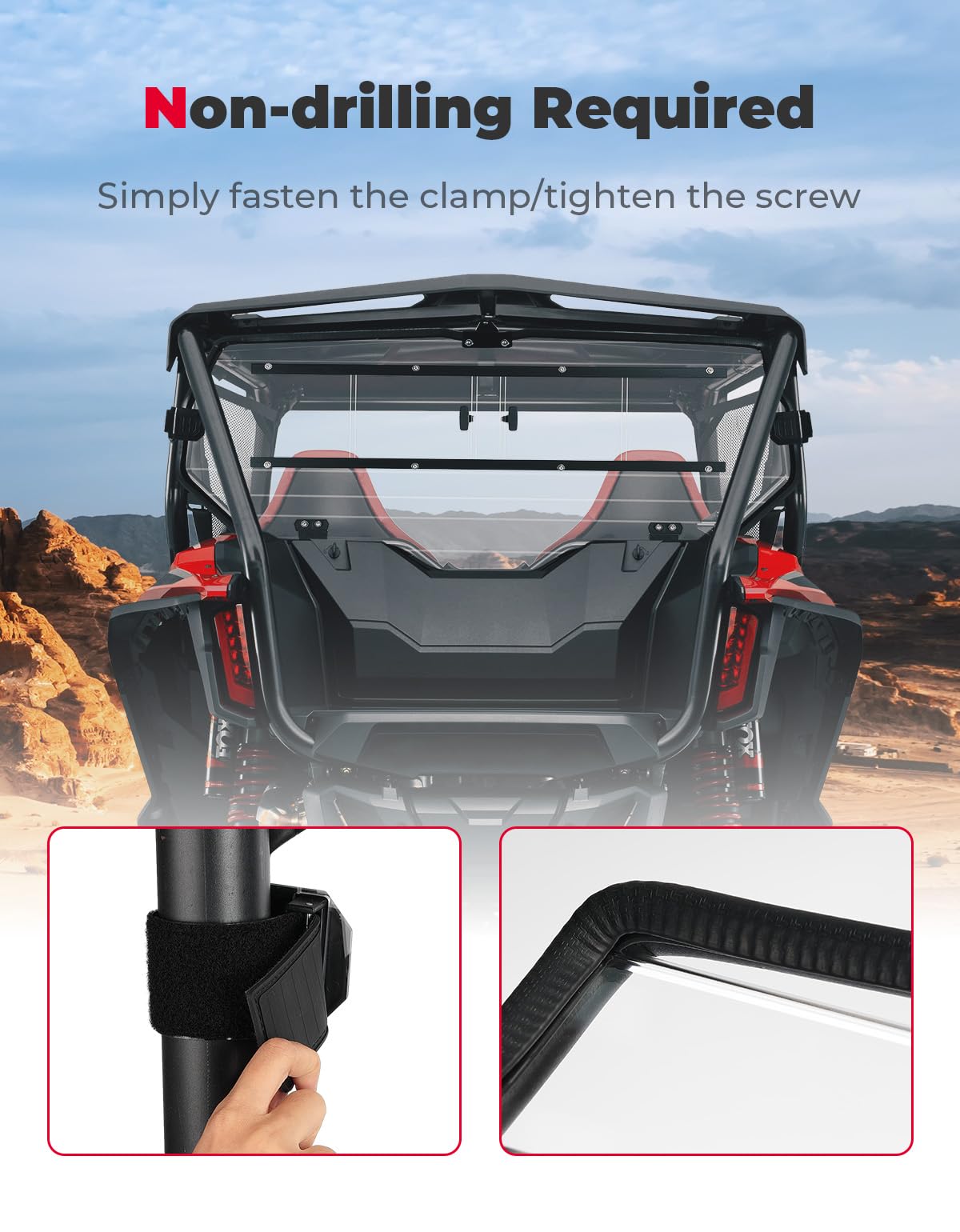 Photo of UTV Rear Windshield Sliding Vented Back Window for Talon 1000X-4 by Kemimoto - Premium for UTVs / Side by Sides