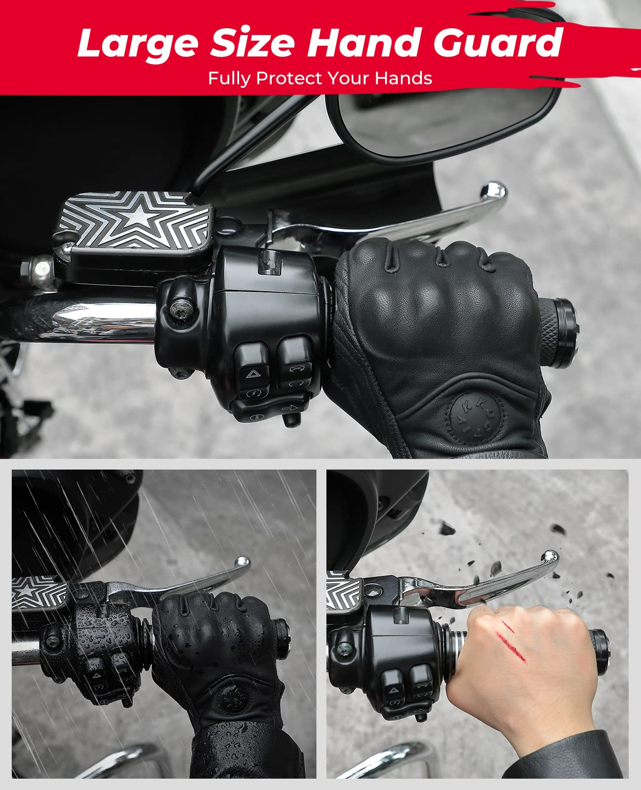 Photo of Motorcycle Handguard Shield 2 Pack for Harley by Kemimoto - Premium for UTVs / Side by Sides