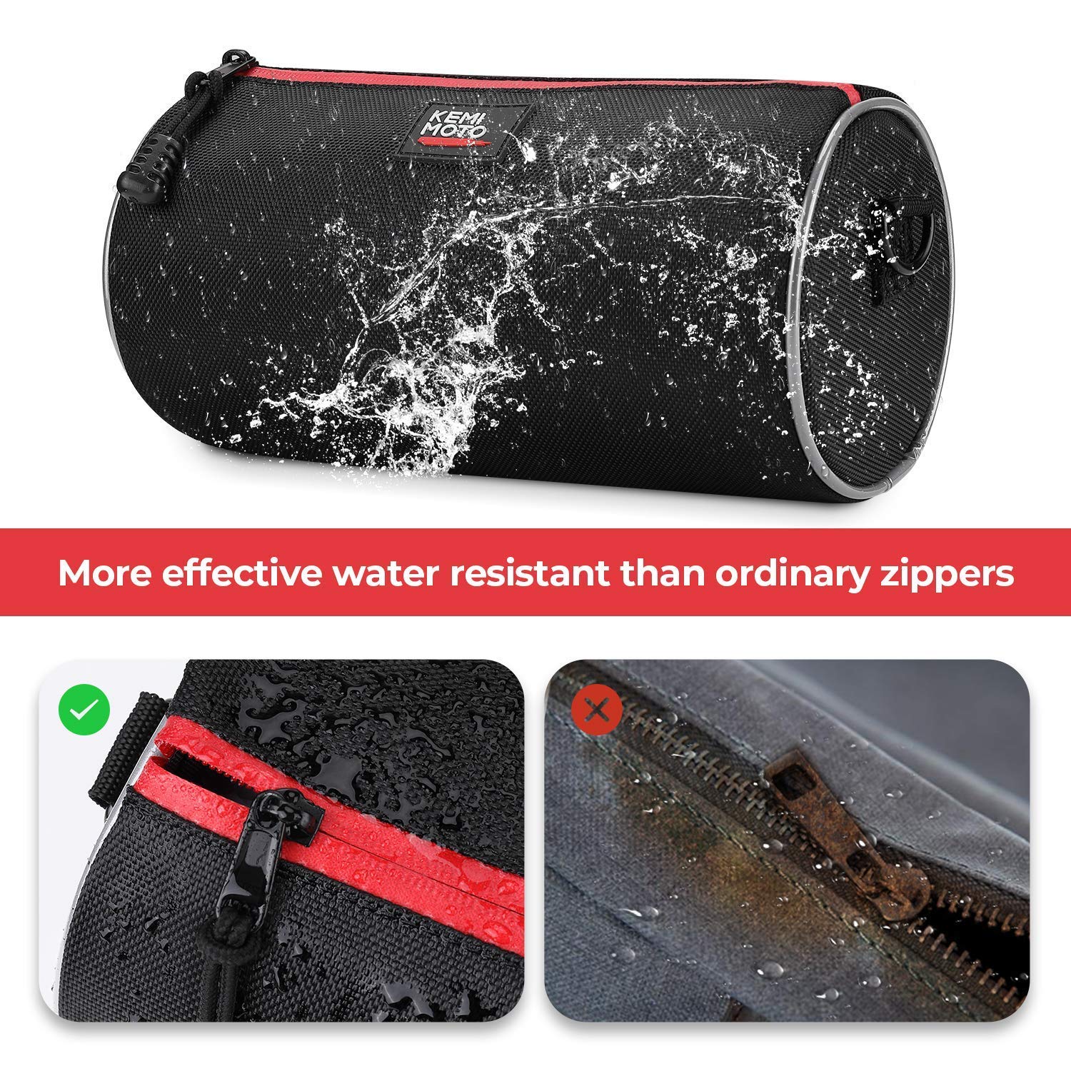 Photo of Motorcycle Handlebar Bag 3.5L for Ruckus, Mini Bike, Scooter, UTV, Adventure Touring by Kemimoto - Premium for UTVs / Side by Sides