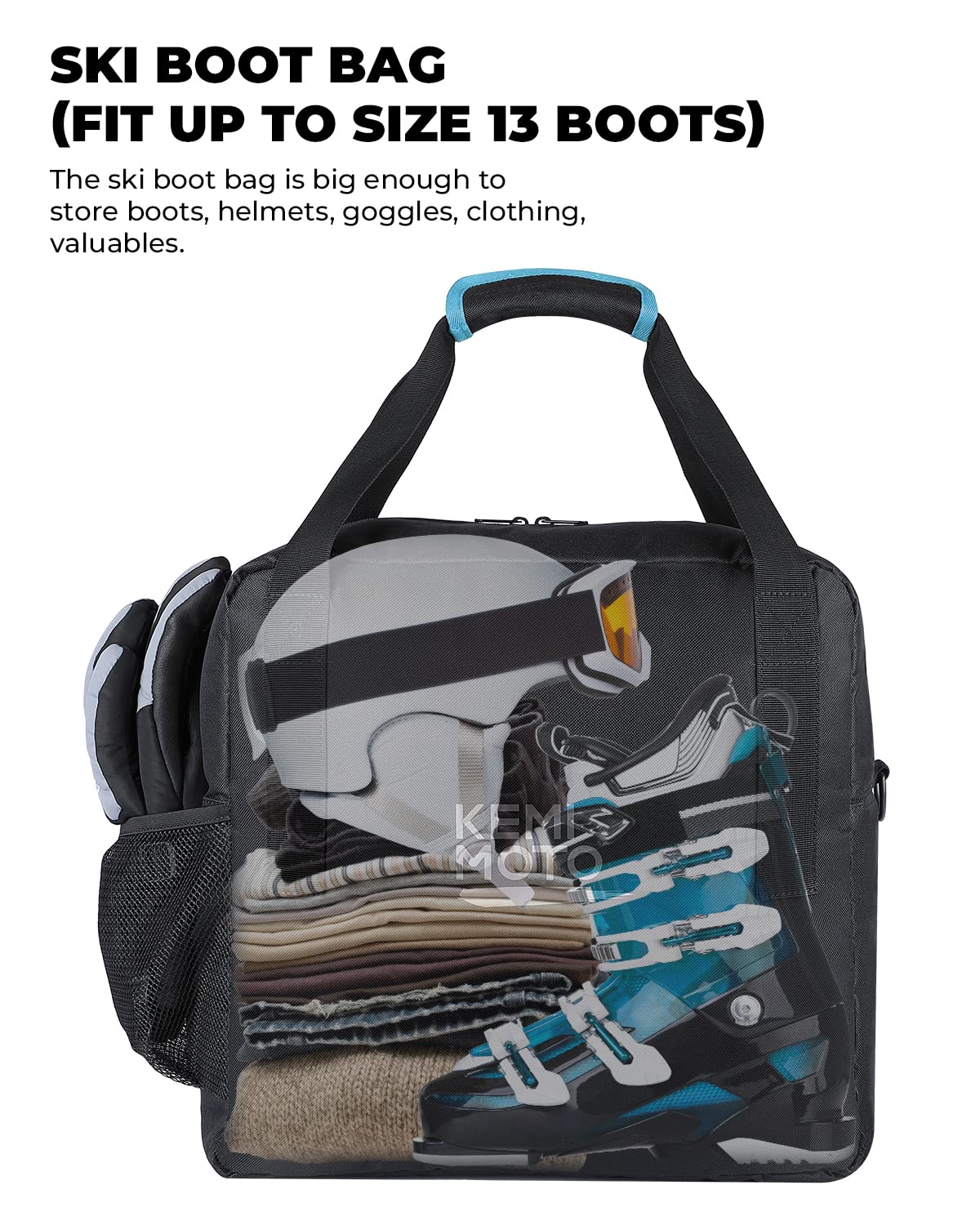 Photo of Ski Bag & Boot Bag Combo Fit Skis Up to 200cm by Kemimoto - Premium for UTVs / Side by Sides