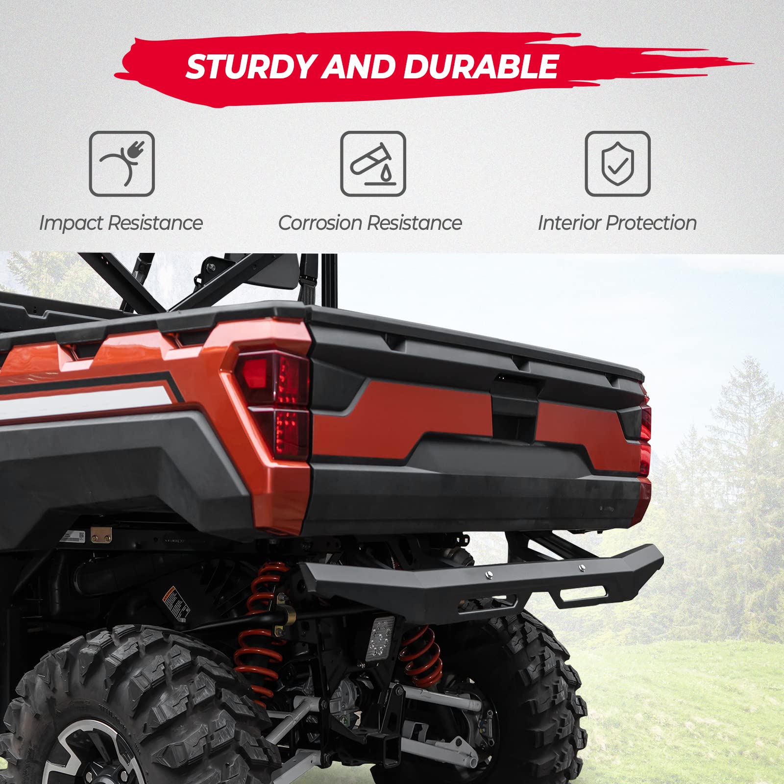 Photo of Rear Brushguard Bumper for Polaris Ranger XP 1000 / CREW 2018-2024 by Kemimoto - Premium for UTVs / Side by Sides