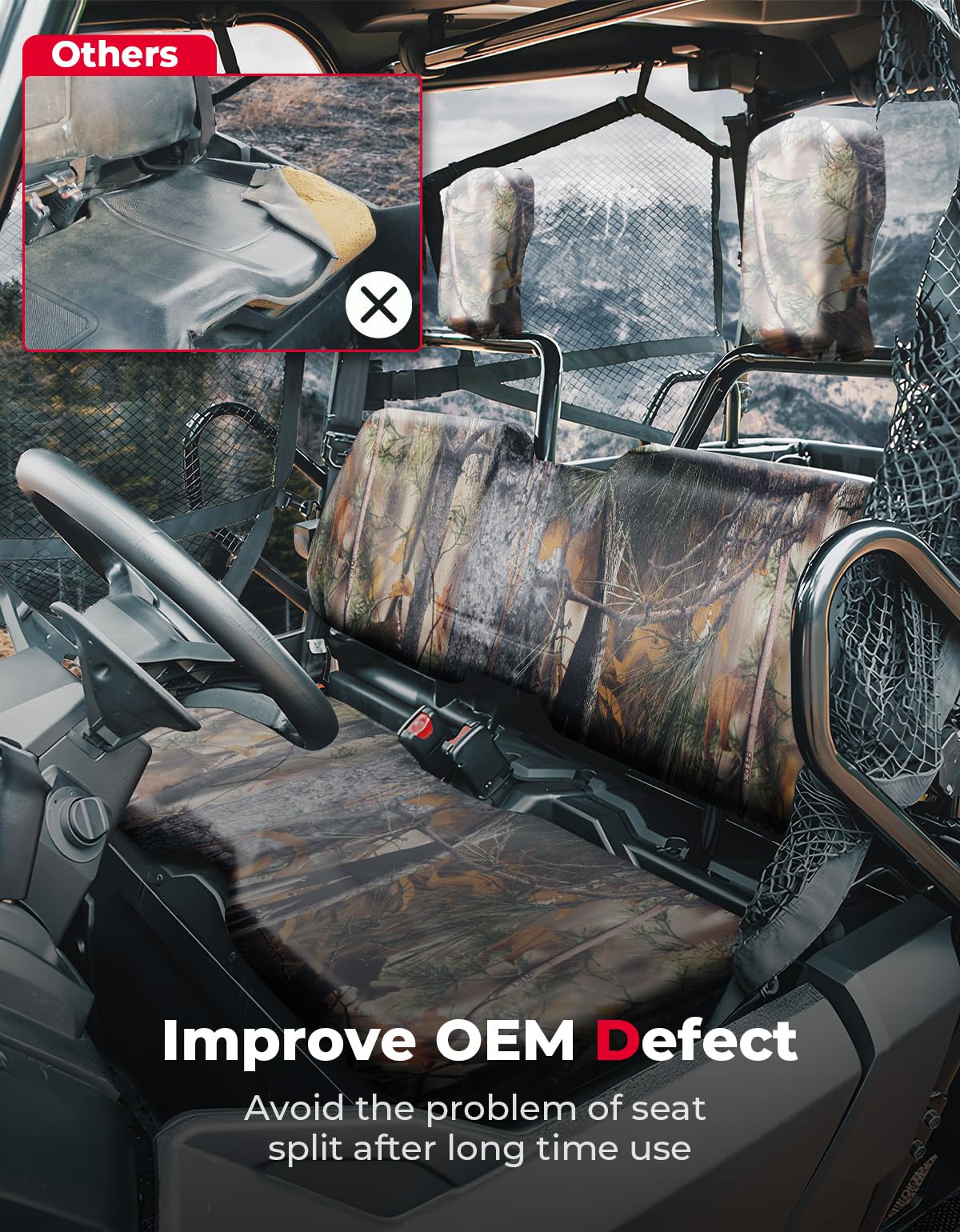 Photo of Seat Covers for Pioneer 700 700-4 2014-2024 (Camo) by Kemimoto - Premium for UTVs / Side by Sides