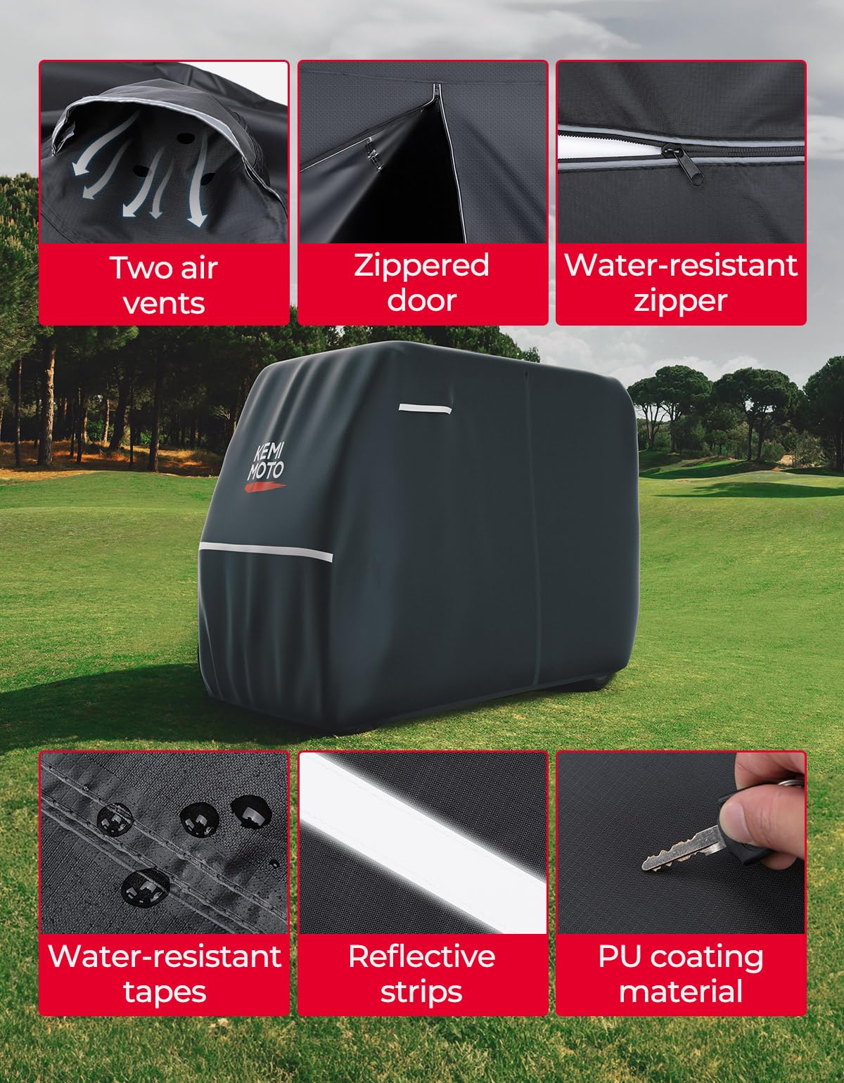 Photo of Heavy-Duty Golf Cart Cover for EZGO Club Car Models by Kemimoto - Premium for UTVs / Side by Sides