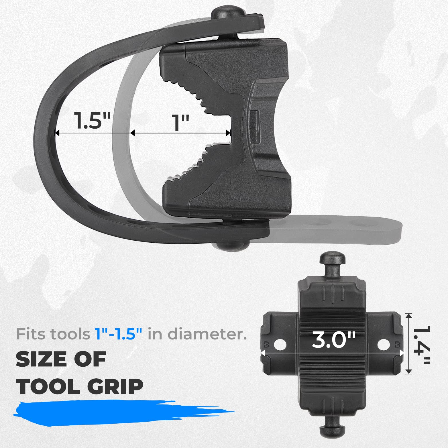 Photo of Type B Rubber Tool Clamp Fits 0.75-2.25 Inches Roll Bars by Kemimoto - Premium for UTVs / Side by Sides