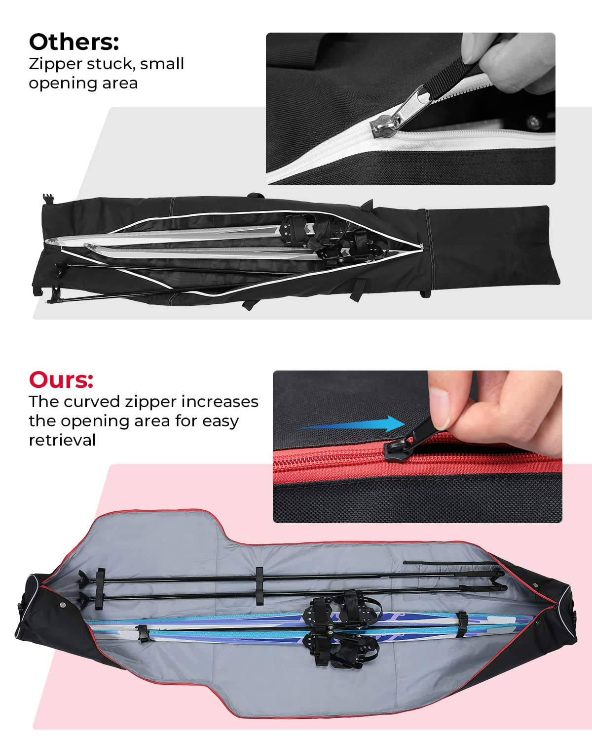Photo of Ski Bag & Boot Bag Combo Fit Skis Up to 78.74 inches ( Red ) by Kemimoto - Premium for UTVs / Side by Sides