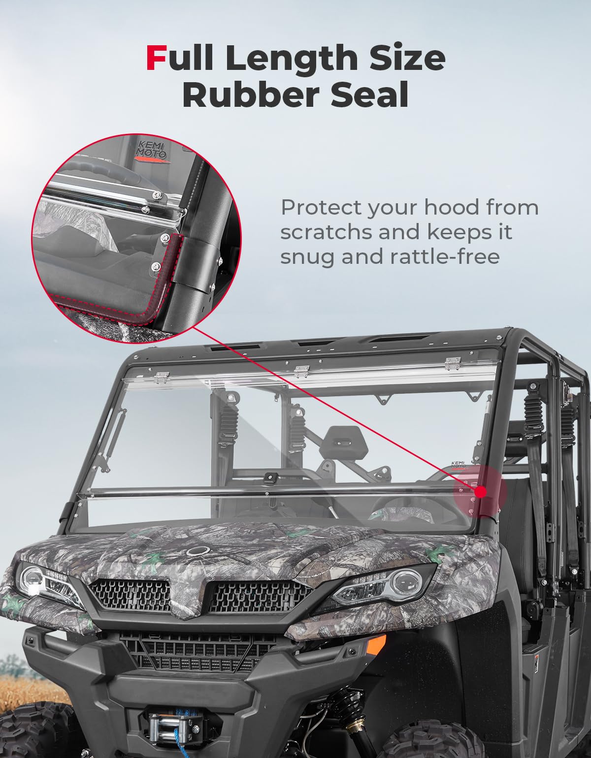 Photo of Kemimoto Flip & Rear Windshield for CFMOTO UFORCE 1000/1000XL by Kemimoto - Premium for UTVs / Side by Sides