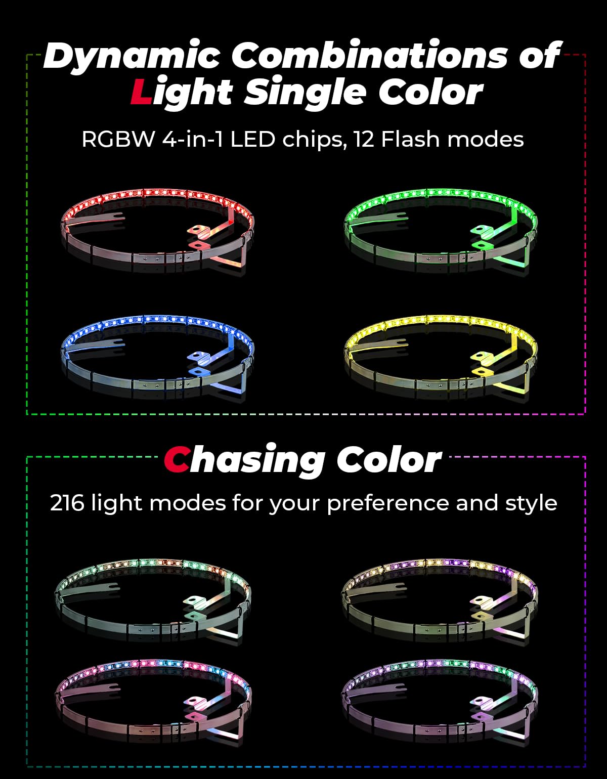 Photo of UTV Wheel Ring Lights Kit w/RGB Chasing Color for Polaris RZR PRO XP/4 2020-2024 by Kemimoto - Premium for UTVs / Side by Sides