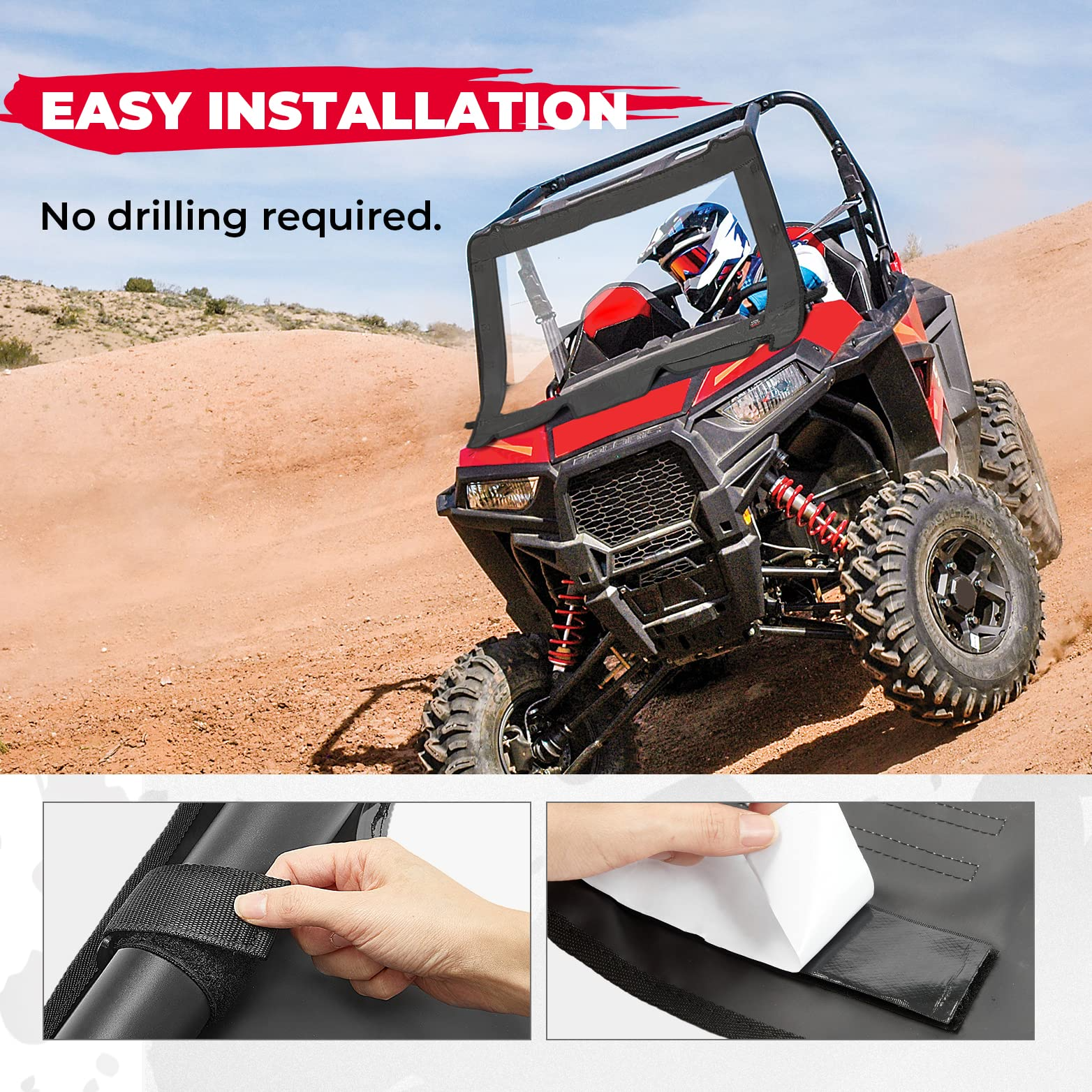 Photo of Upgrate UTV Front Soft Clear Windshield for Polaris RZR XP 1000/ XP 4 1000 by Kemimoto - Premium for UTVs / Side by Sides
