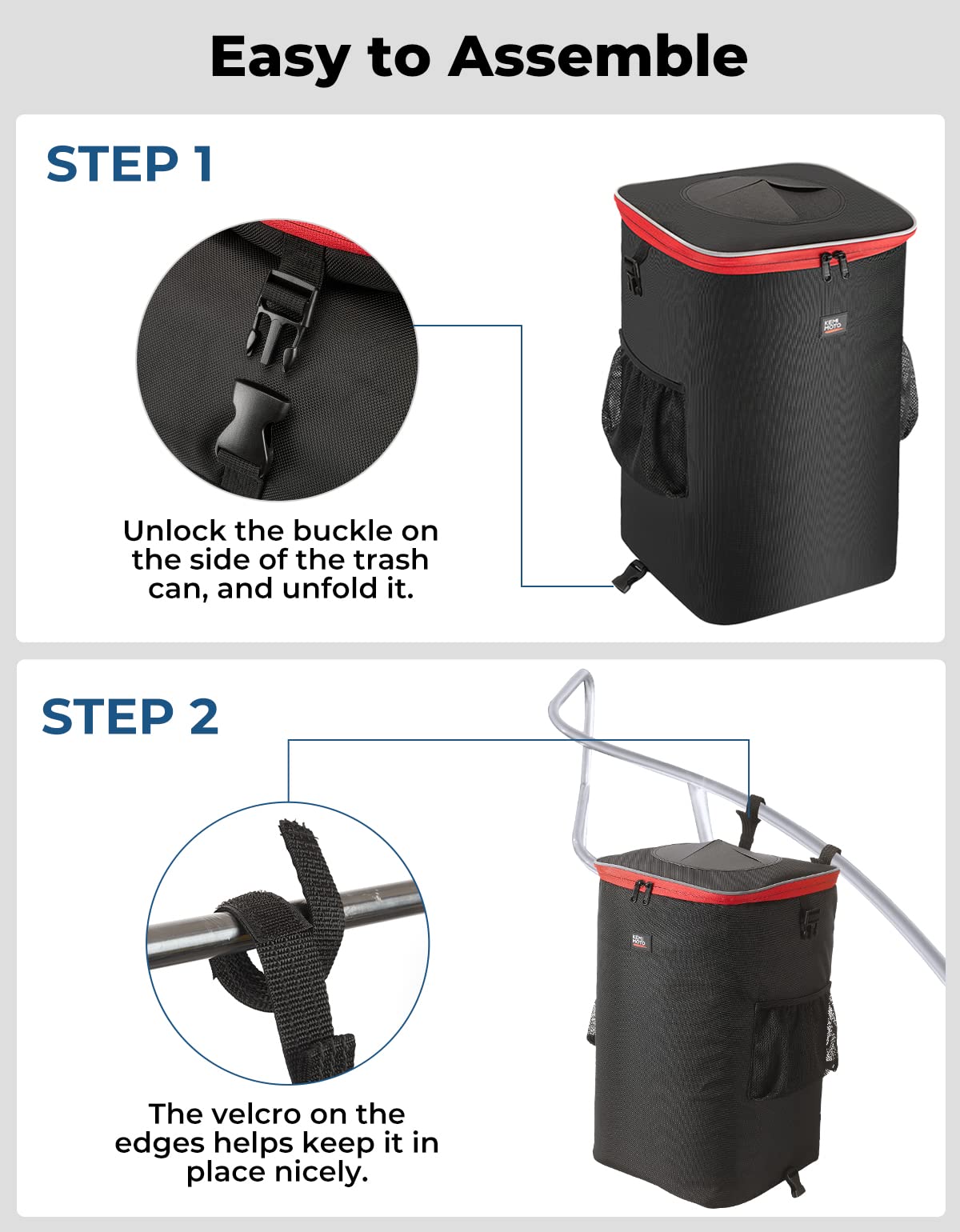 Photo of Portable Trash Can For Boating, Camping, RVing by Kemimoto - Premium for UTVs / Side by Sides