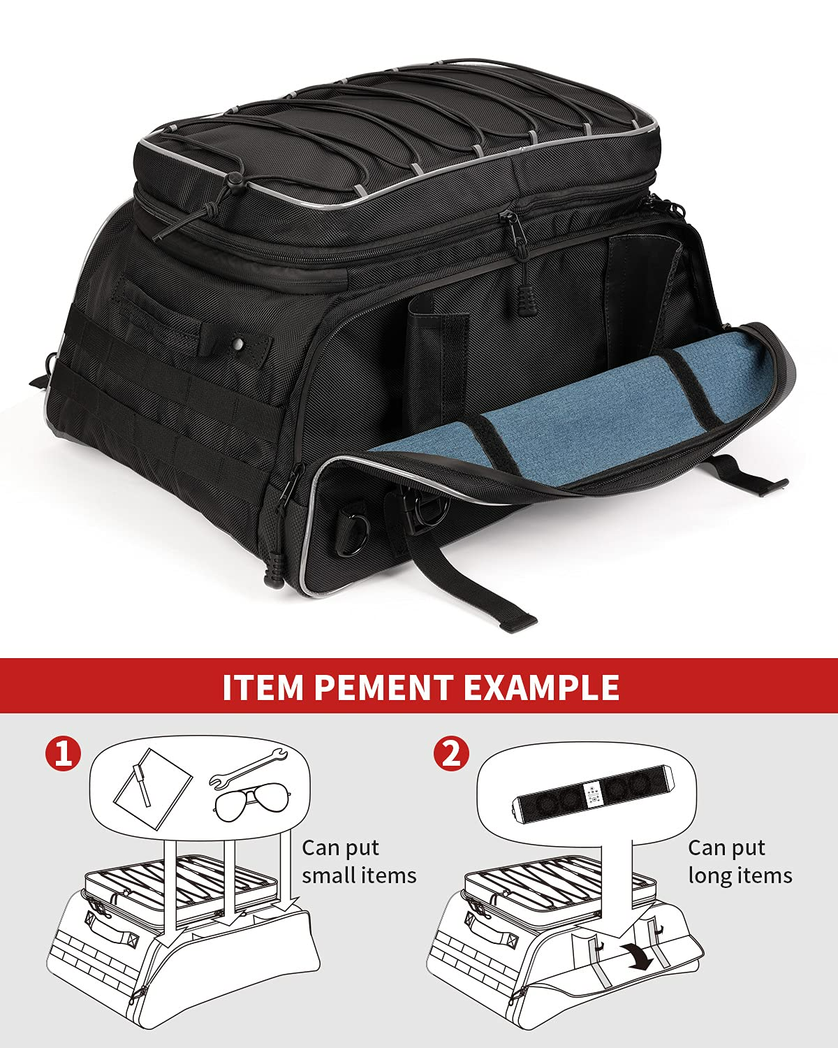 Photo of Motorcycle Travel Luggage Rack Trunk Bag by Kemimoto - Premium for UTVs / Side by Sides