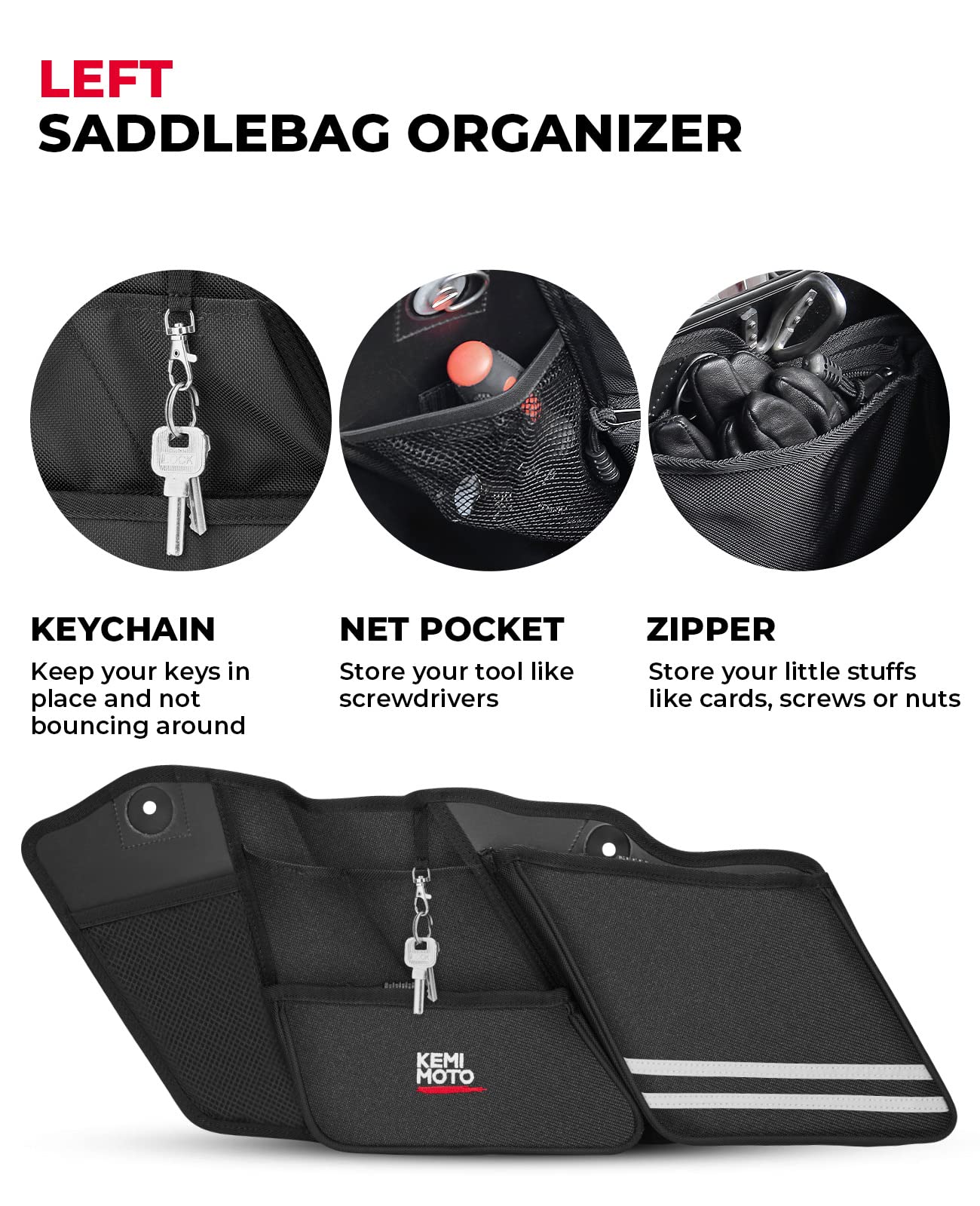 Photo of Saddle Bag Organizers for 2014-2024 Street Glide Road King Road Glide Electra Glide by Kemimoto - Premium for UTVs / Side by Sides